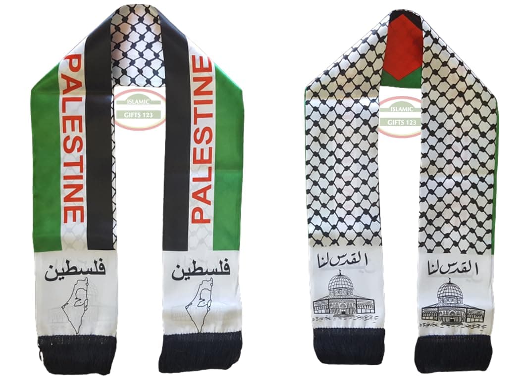 Palestine Flag Scarf Silk Neck Scarf Palestinian Scarfs Arab Gifts Palestine Bandana 6 X 53 Inch Ramadan Gifts