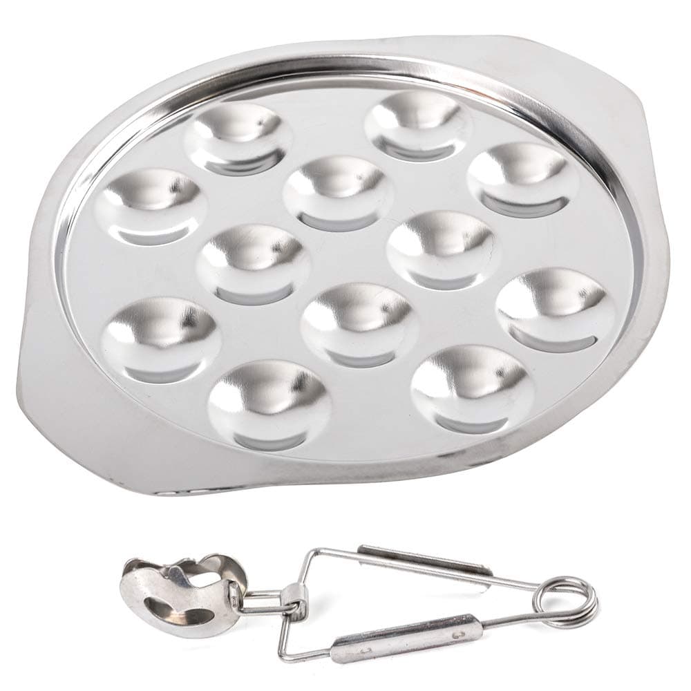 Stainless Steel Snail Escargot Plate Thickend Dishes 12 Compartment Holes Tong Set Oven Safe