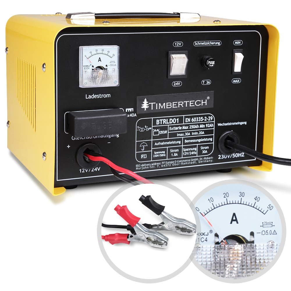 TIMBERTECH Car Battery Charger 12/24 V Automatic Heavy Duty Vehicle Recharging