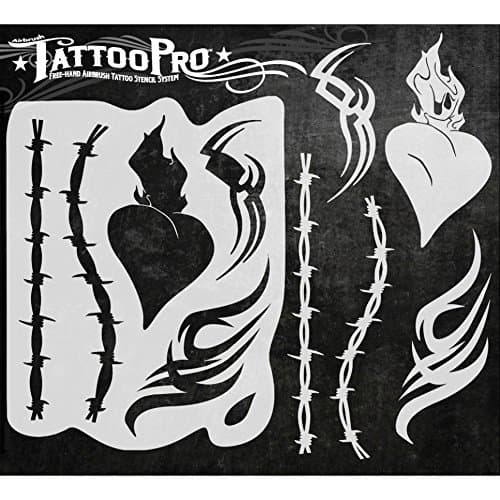 Airbrush Tattoo ProStencil (Hearts & Tribal)