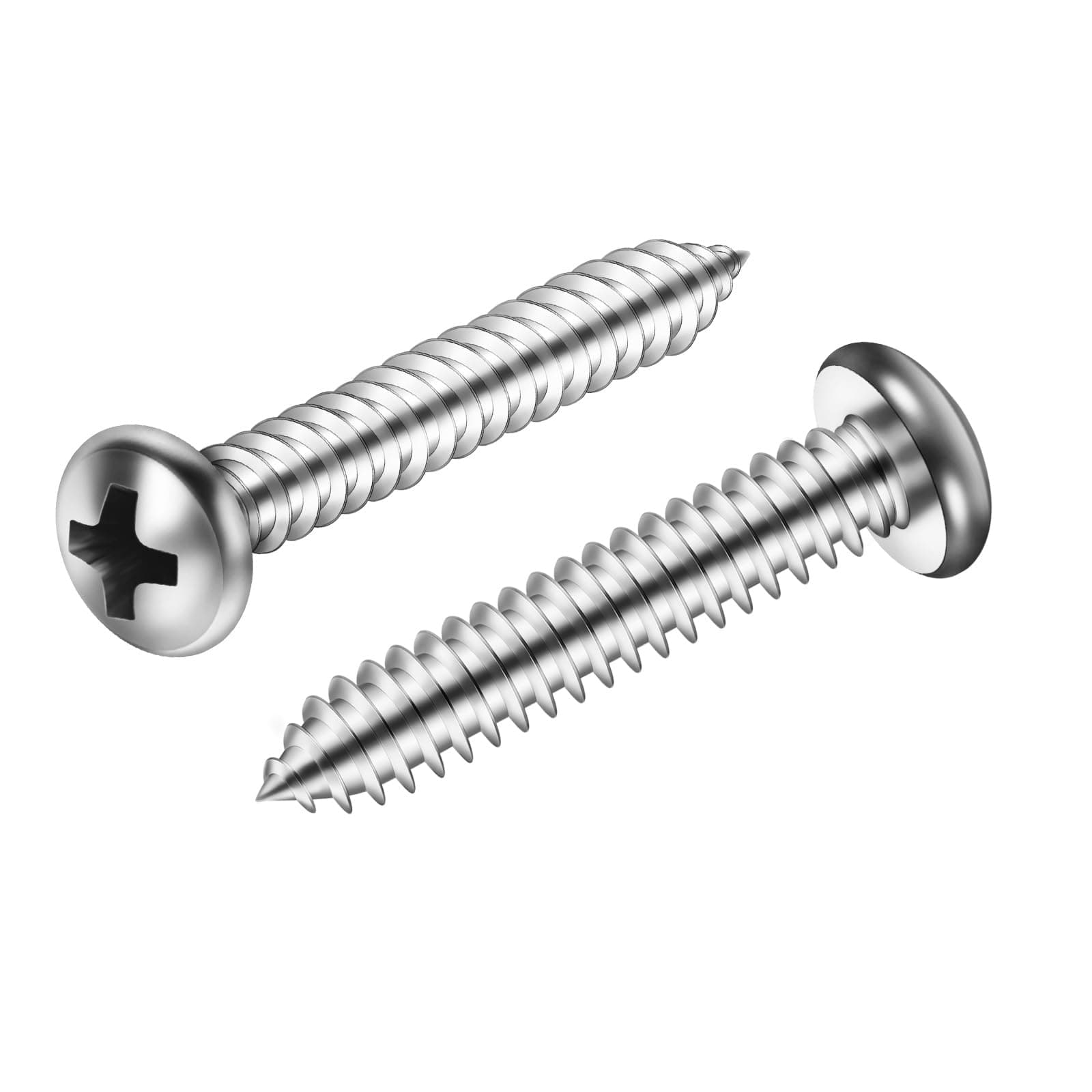 #8 x 1-1/2" Pan Head Self Tapping Screw, Pan Head Sheet Metal Screws Wood Screws, Stainless Steel 304 (18-8), 100 Pack