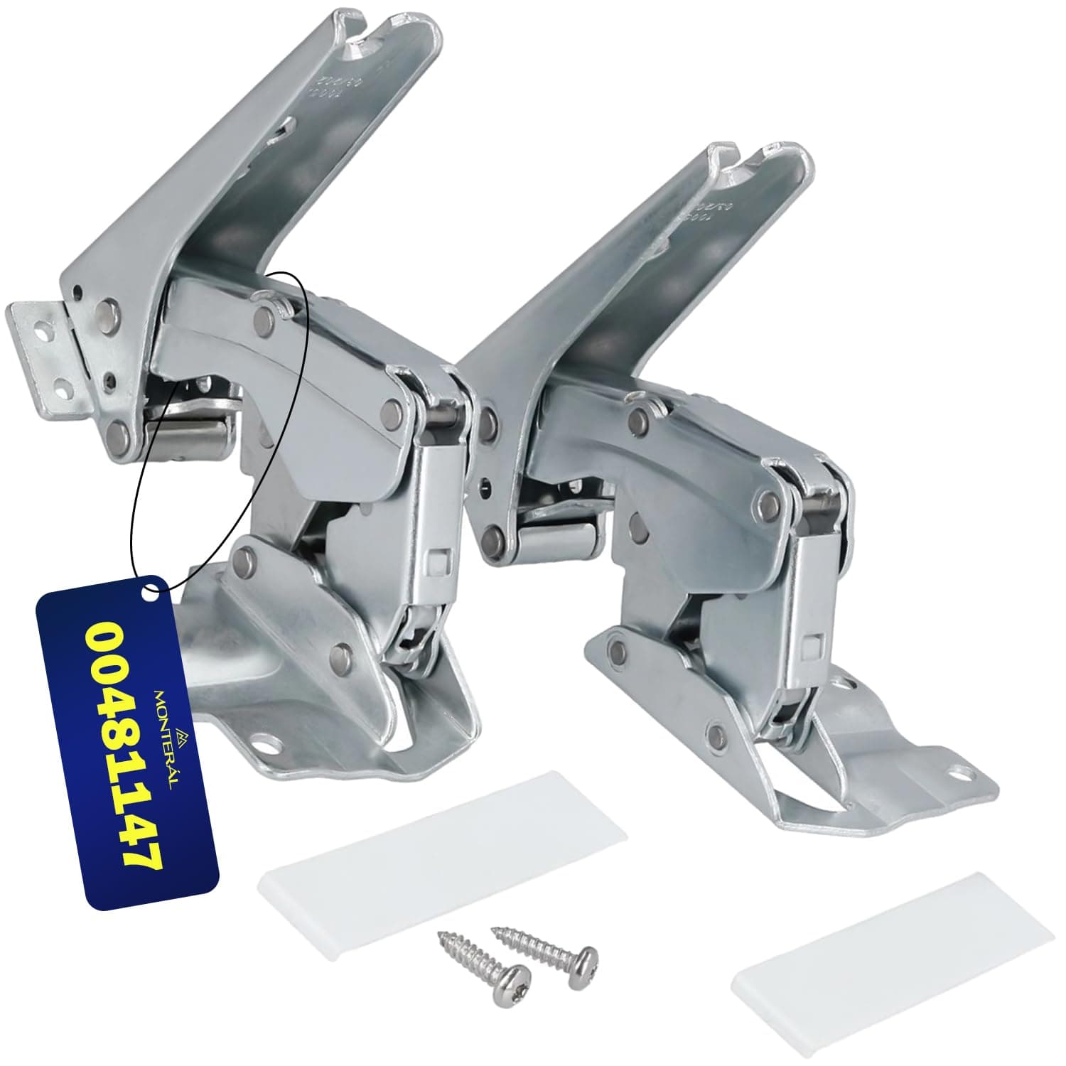 Kit 2 Pieces Integrated Fridge Door Hinges Top and Bottom with 2 Bolts and 2 Plugs with the Original Code 00481147 481147 for Bosch for Siemens 5546050 for Miele 407131425/8 for Electrolux - MONTERAL