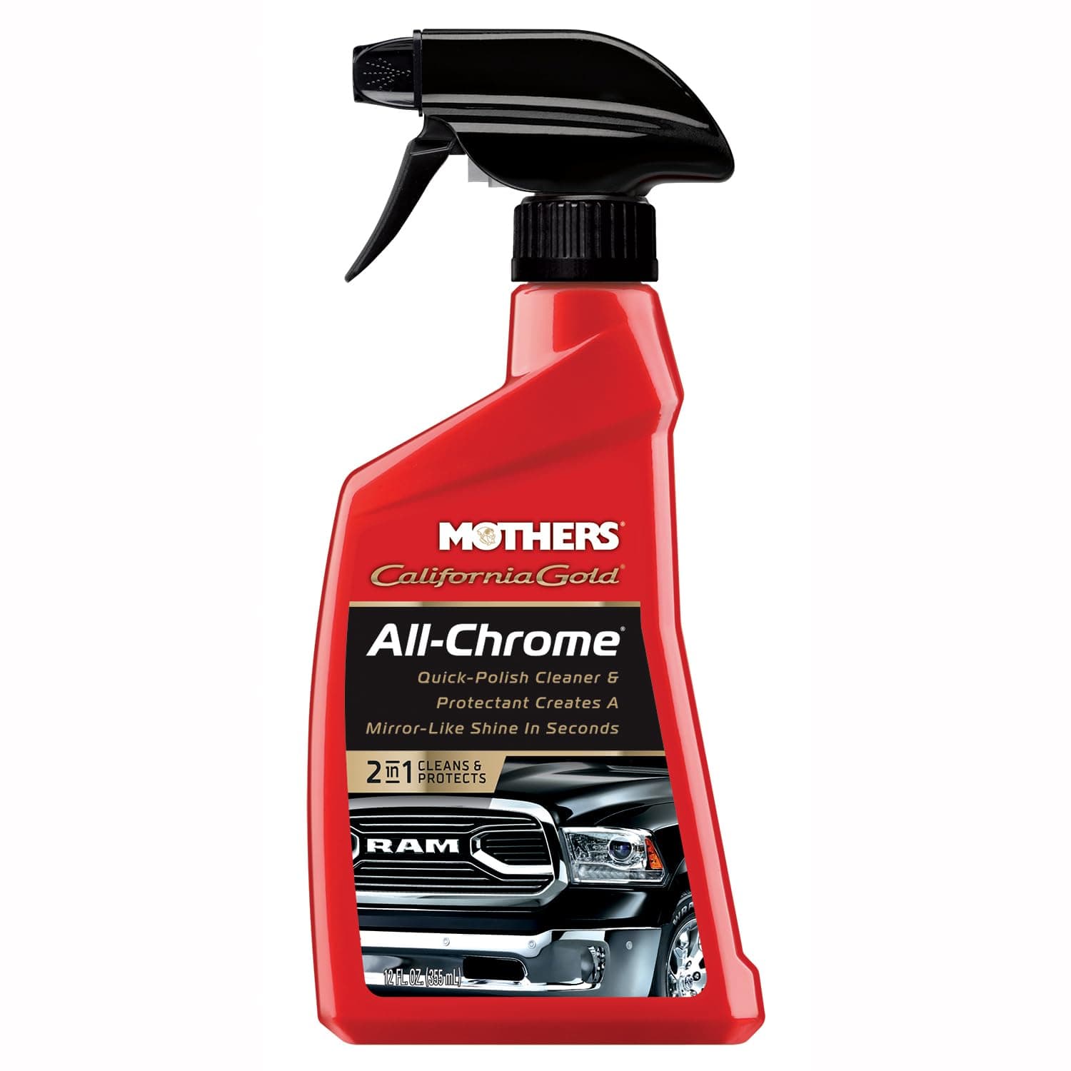 Mothers California Gold All-Chrome, 12 oz. – Cleans & Polishes Chrome, PVD & Chromed Plastics, Removes Fingerprints, Bugs, Water Spots & Smudges, Leaves a Brilliant Shine & Protective Barrier (05222)