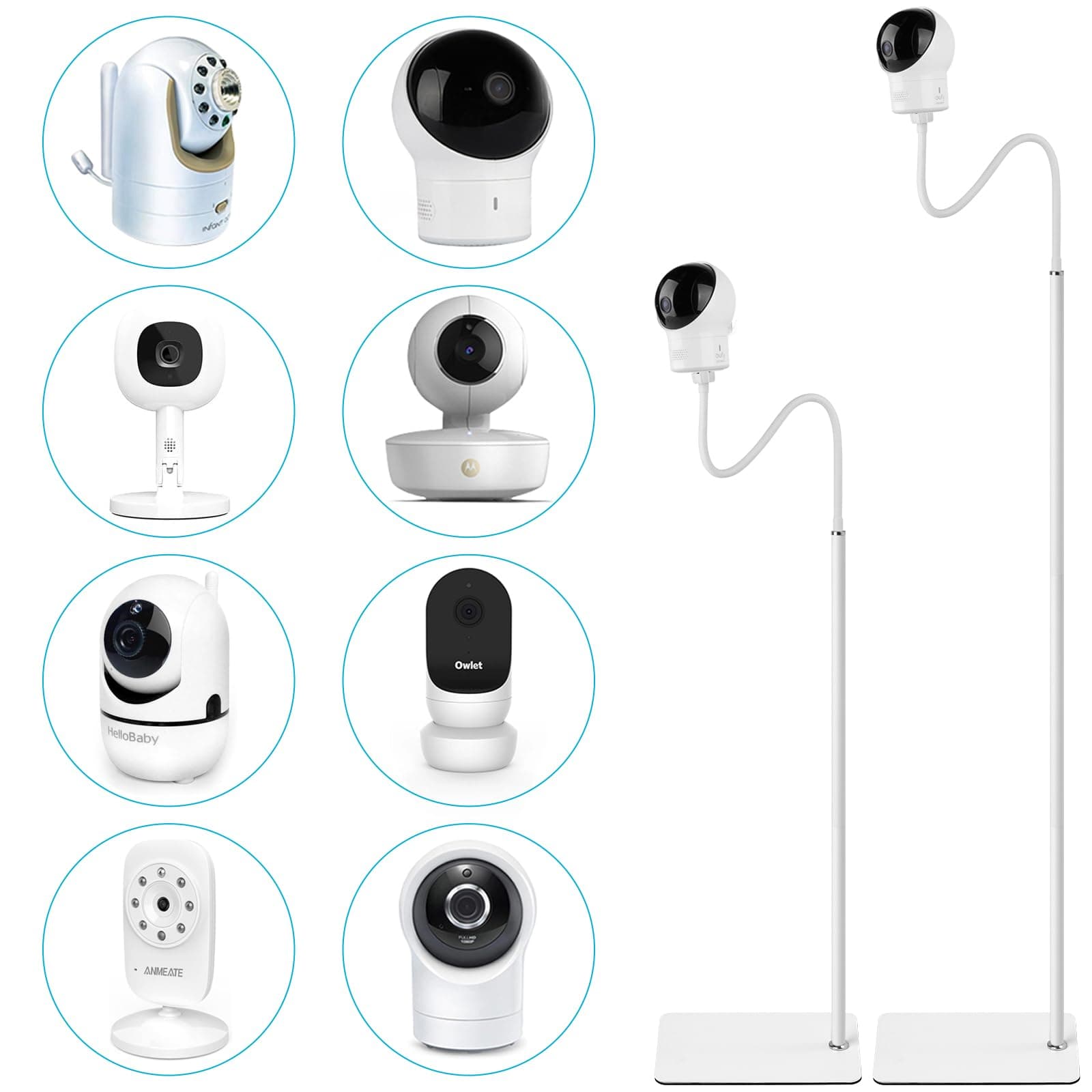 68.8" Adjustable Height Baby Monitor Floor Stand Holder for Owlet,Infant Optics DXR-8 Pro,Eufy Spaceview/Spaceview Pro/Spaceview S,Nanit Pro,Motorola Baby Monitor and Cameras with 1/4 Screw Mount