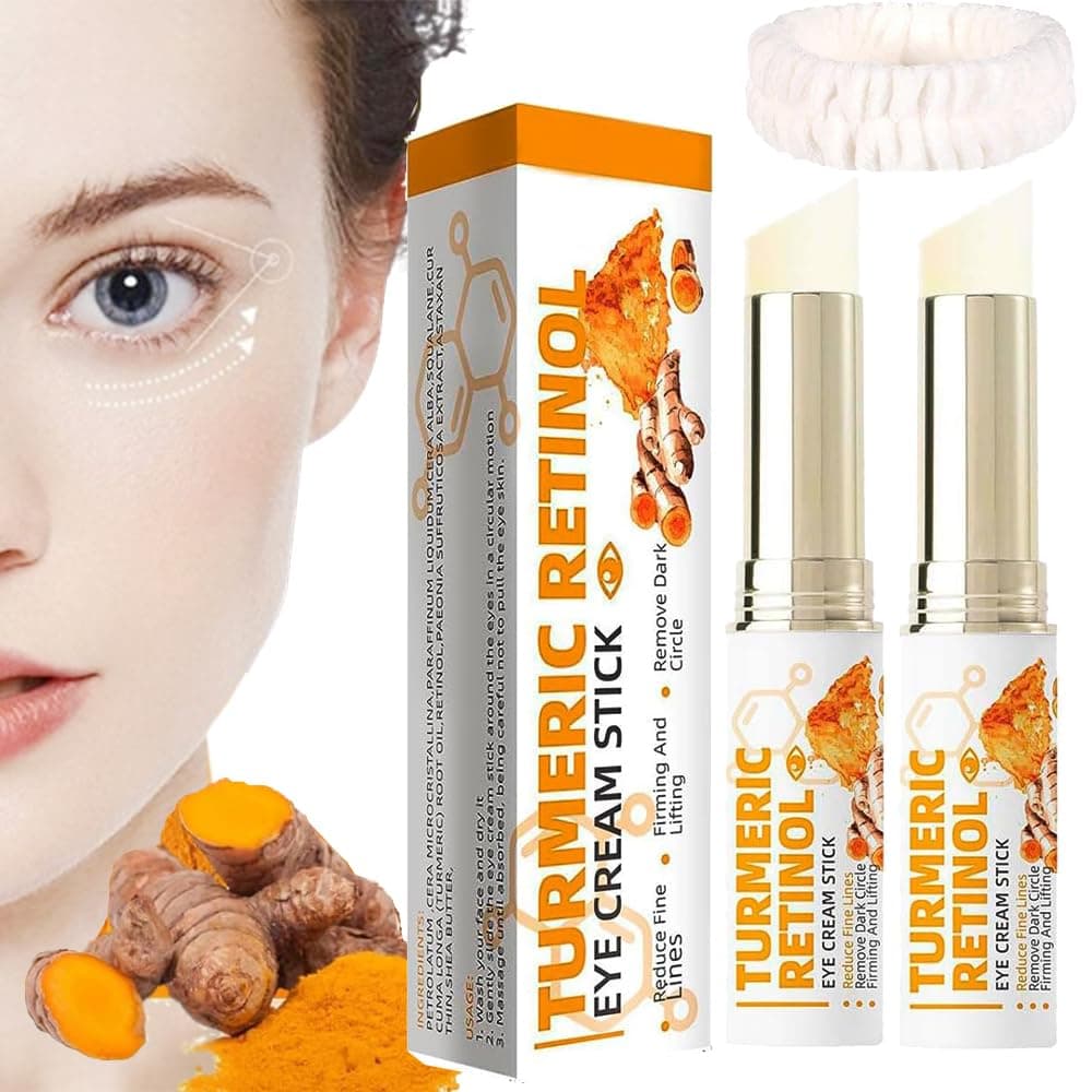 for Under Eye Bags,Turmeric Retinol Eye Cream Stick,eye Cream for Puffiness and Bags Under Eyes,Anti Aging (2PCS)