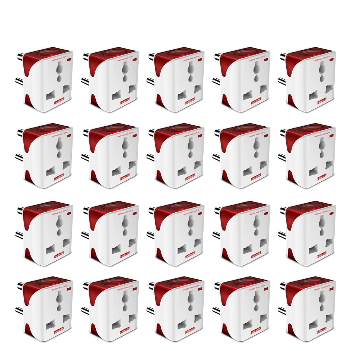 Goldmedal Plastic 202039 240V Sliq 3 Pin Universal Travel Plugs (White And Orange, Pack Of 20)