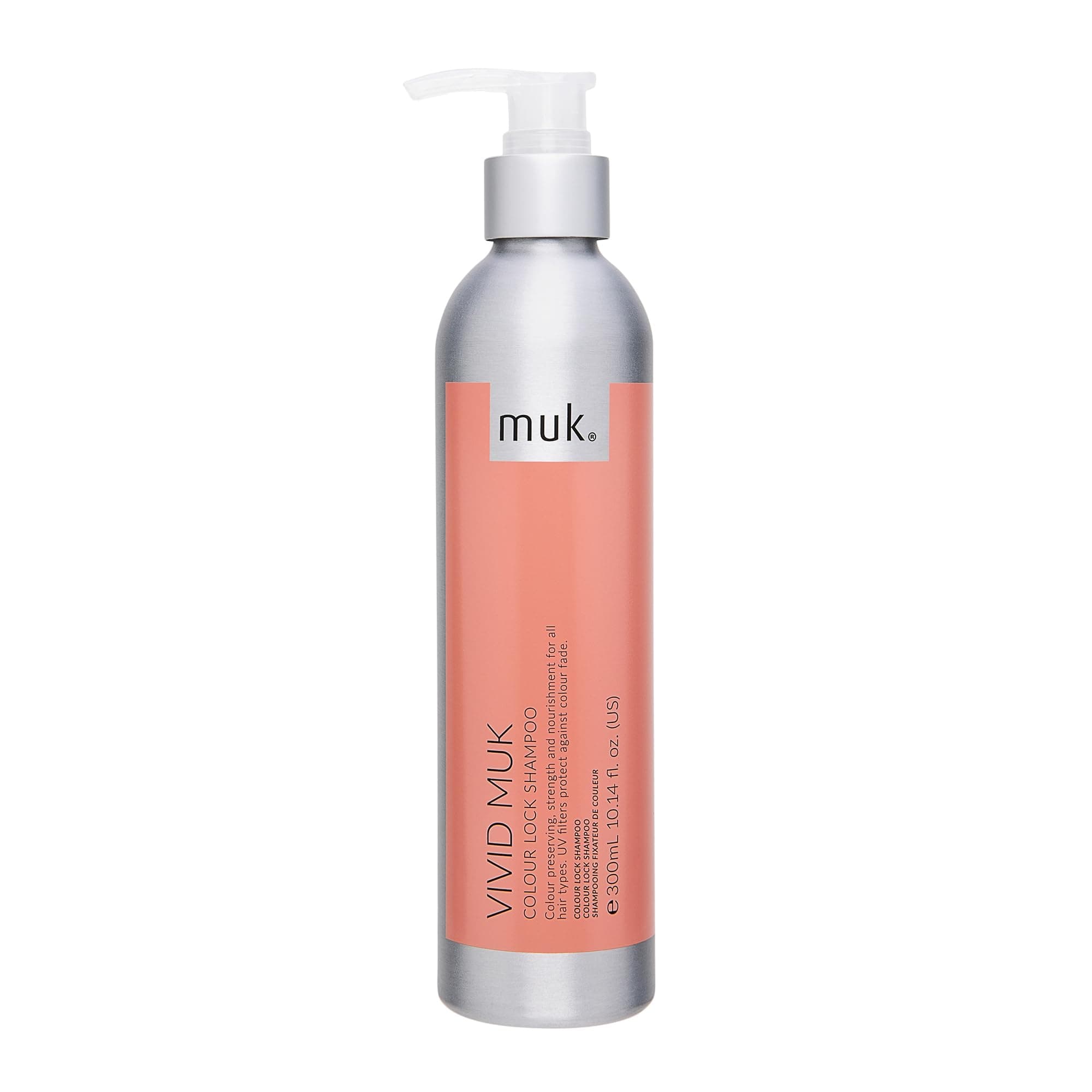 MUK. Vivid Colour Lock Shampoo - Colour Care with UV Protection for All Hair Types. Strengthening & Nourishing Color Protect Shampoo. Reduces Fading & Enhances Shine, 300ml