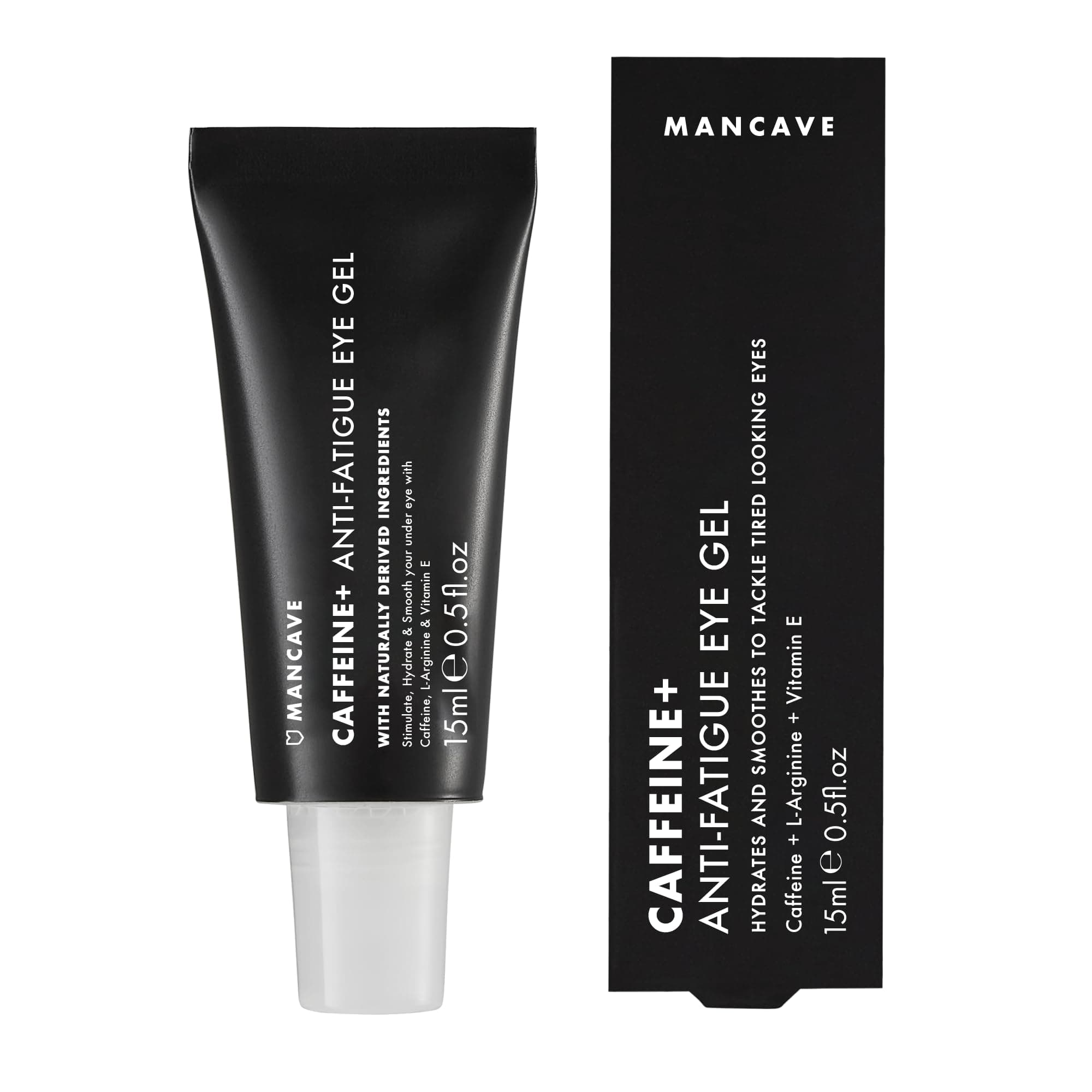 ManCave Caffeine & Vitamin E Anti-Fatigue Eye Gel 15ml , Target dark circles and fight against fine lines, Natural Formulation, Vegan Friendly, Recyclable Packaging