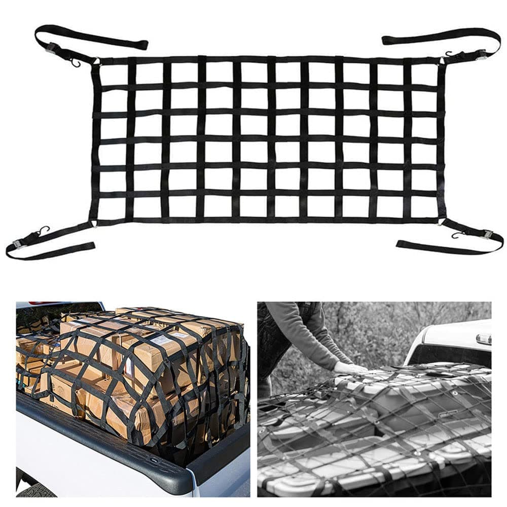 Cargo Net Short Truck Bed Cargo Net 78" x 50" Heavy Duty Cargo Nets for Pickup Trucks with Cam Buckles & S-Hooks