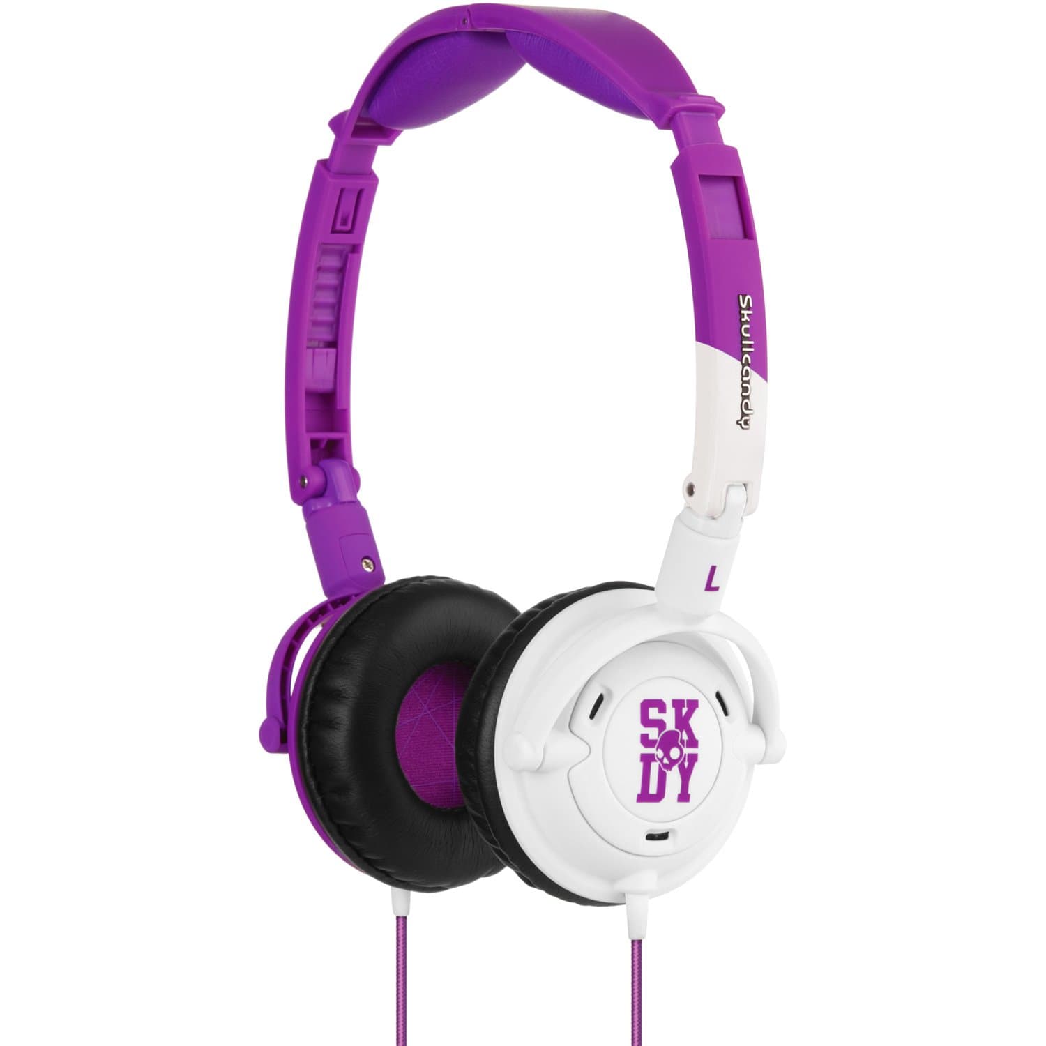 Skullcandy Lowrider Headphones w/Mic, Purple/White, One-Size