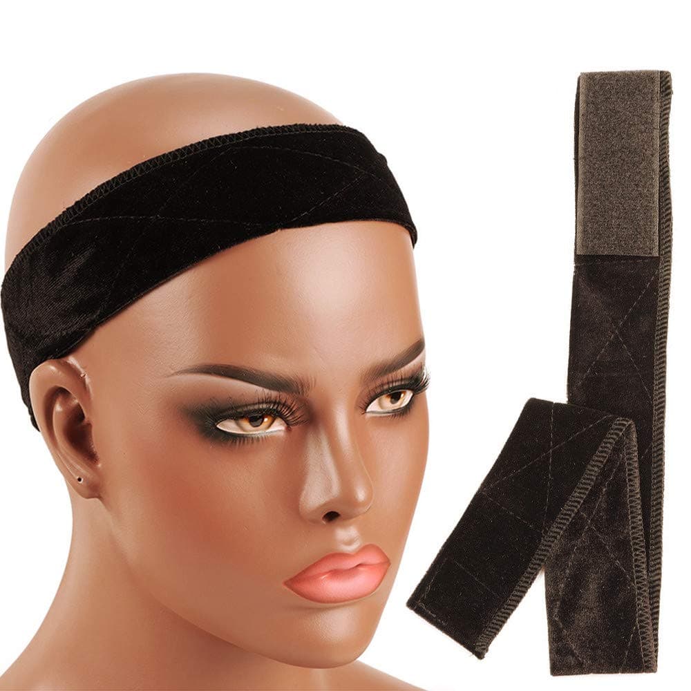 Wig Grip No-slip Comfort Velvet Adjustable Wig Grip Band Flexible Scarf Hair Headband For Lace Wigs and Frontals (Brown)