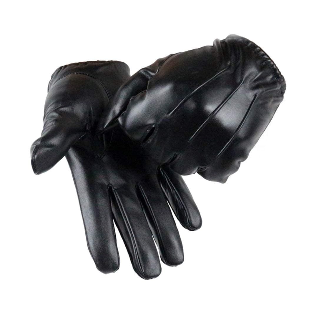 Long Keeper Men Leather Touchscreen Gloves Winter Driving Warm Wrist Gloves, Black, Large