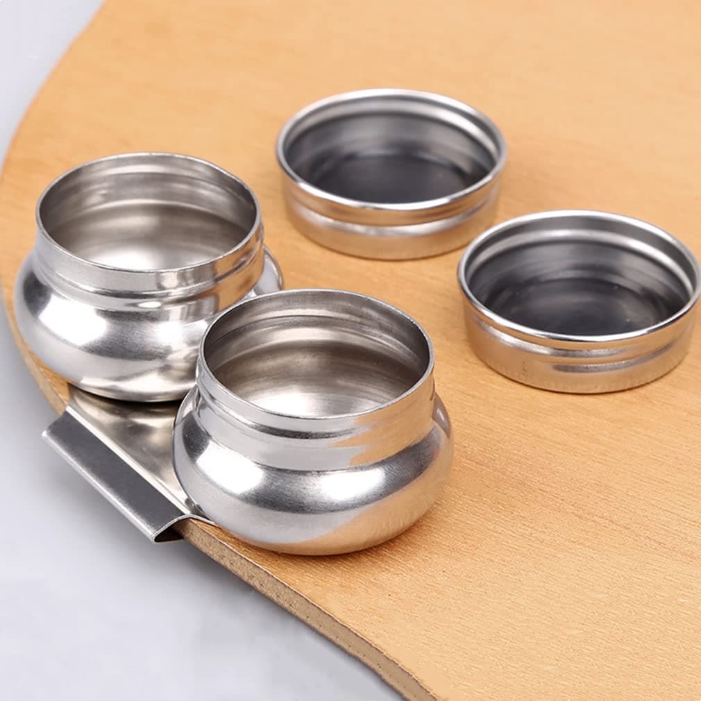 1PC Stainless Steel Oil Painting Palette Cup 2 Dipper Large Mouth Oil Paint Pot Container Leakproof Oil Paint Container Cup with Lid and Clip Turpentine Solvent Tins for Drawing Art Suppllies