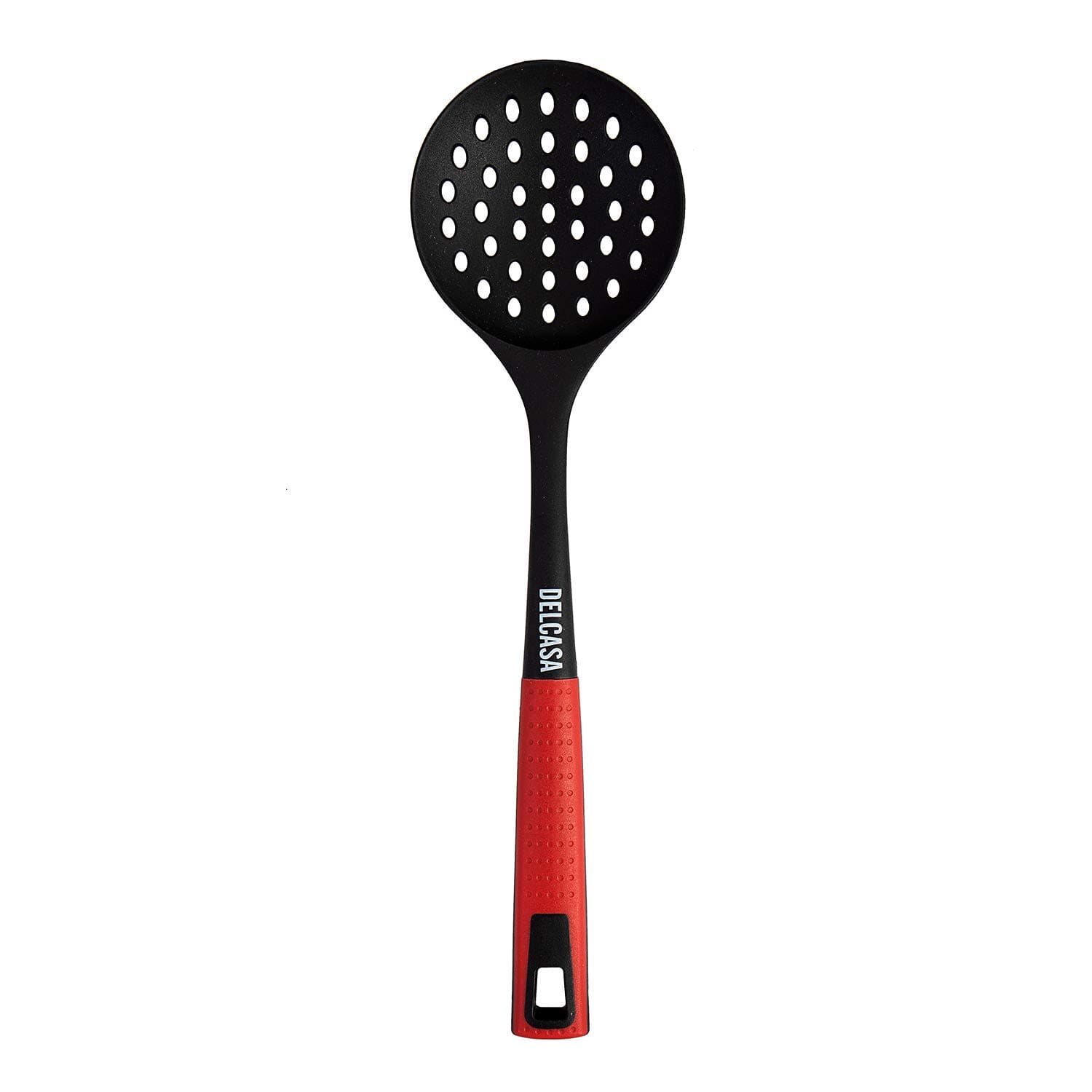 Delcasa DC1678 Nylon Skimmer Slotted Spoon Skimmer and Strainer Spoon Ergonomic Heat Resistant Handle, Comfortable Grip Strainer Ladle for Kitchen Non Stick Design, multi colour
