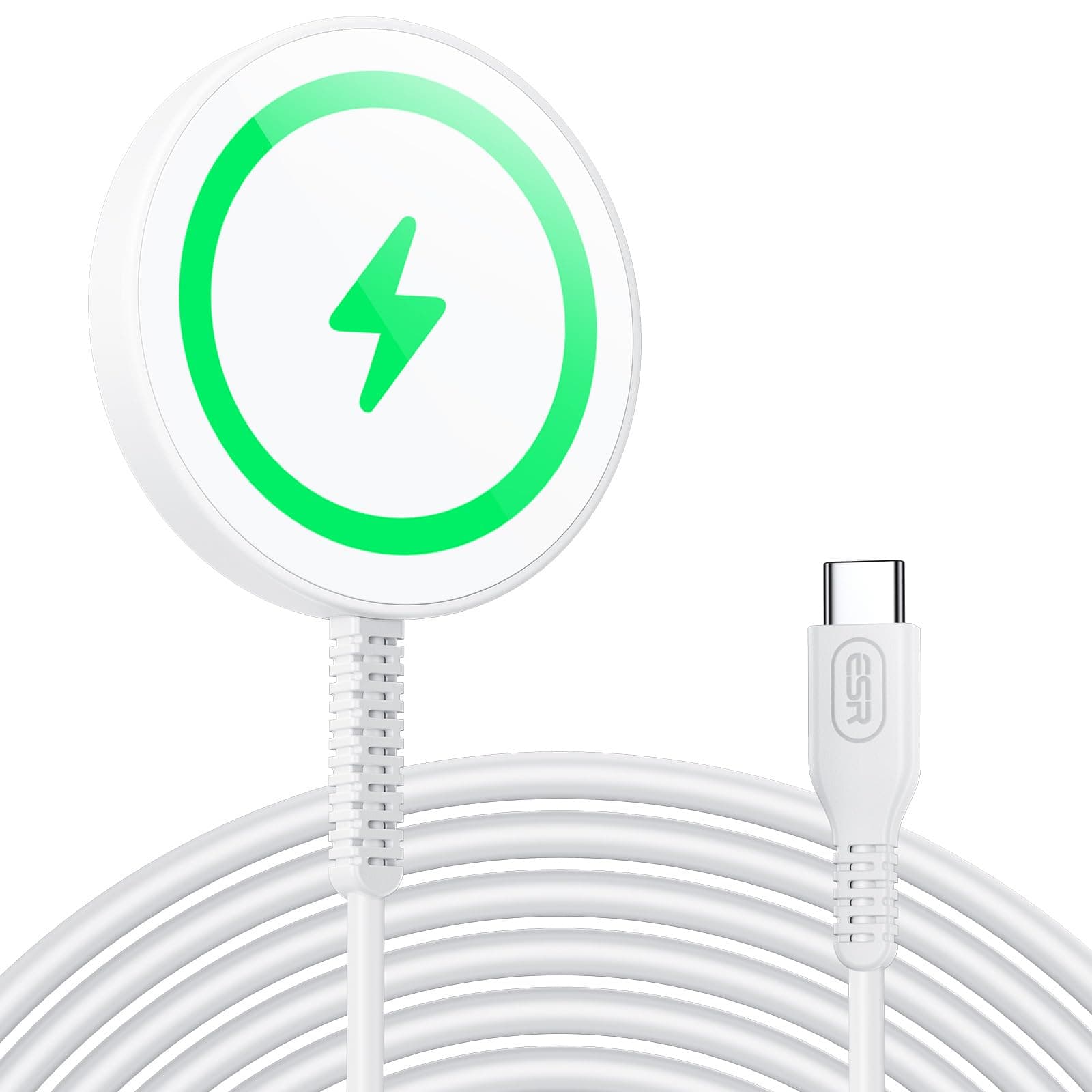 ESR for MagSafe Charger 15W Wireless Charger for iPhone 16 Pro Max/16 Pro/16/16 Plus/15/14/13/12 Apple Magnetic Charging Pad for AirPods 4/3/Pro/Pro 2 Galaxy S25 Series with Dual USB A/C Ports, Silver