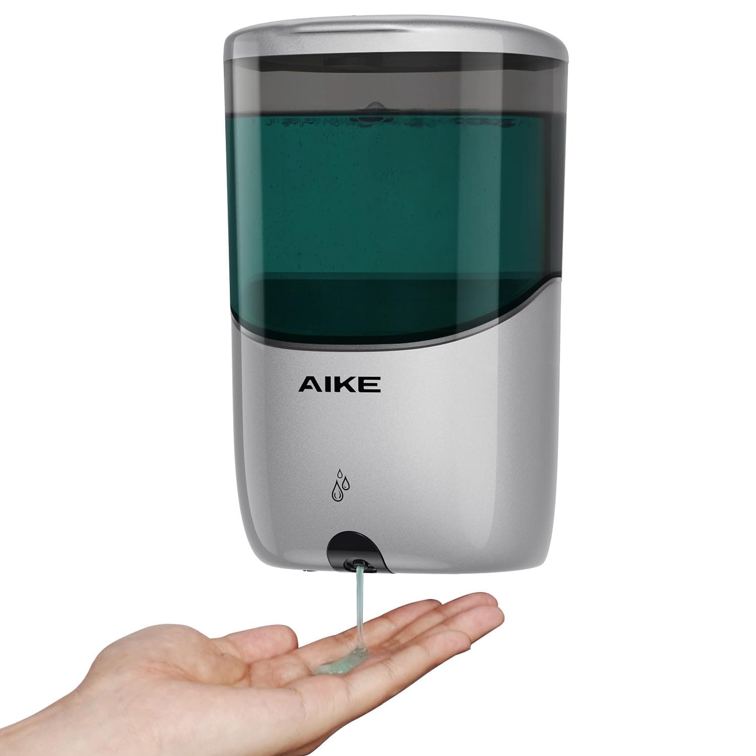AIKE Liquid Automatic Wall Mount Soap Dispenser,Battery Operated Model AK1216,Silver