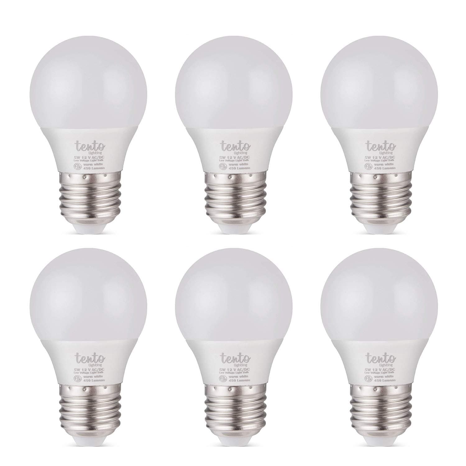 Tento Lighting 12VDC E26 Base 5W LED Light Bulbs RV Lighting Off-Grid Low Voltage Cabin Lights - Daylight White (6 Pack)