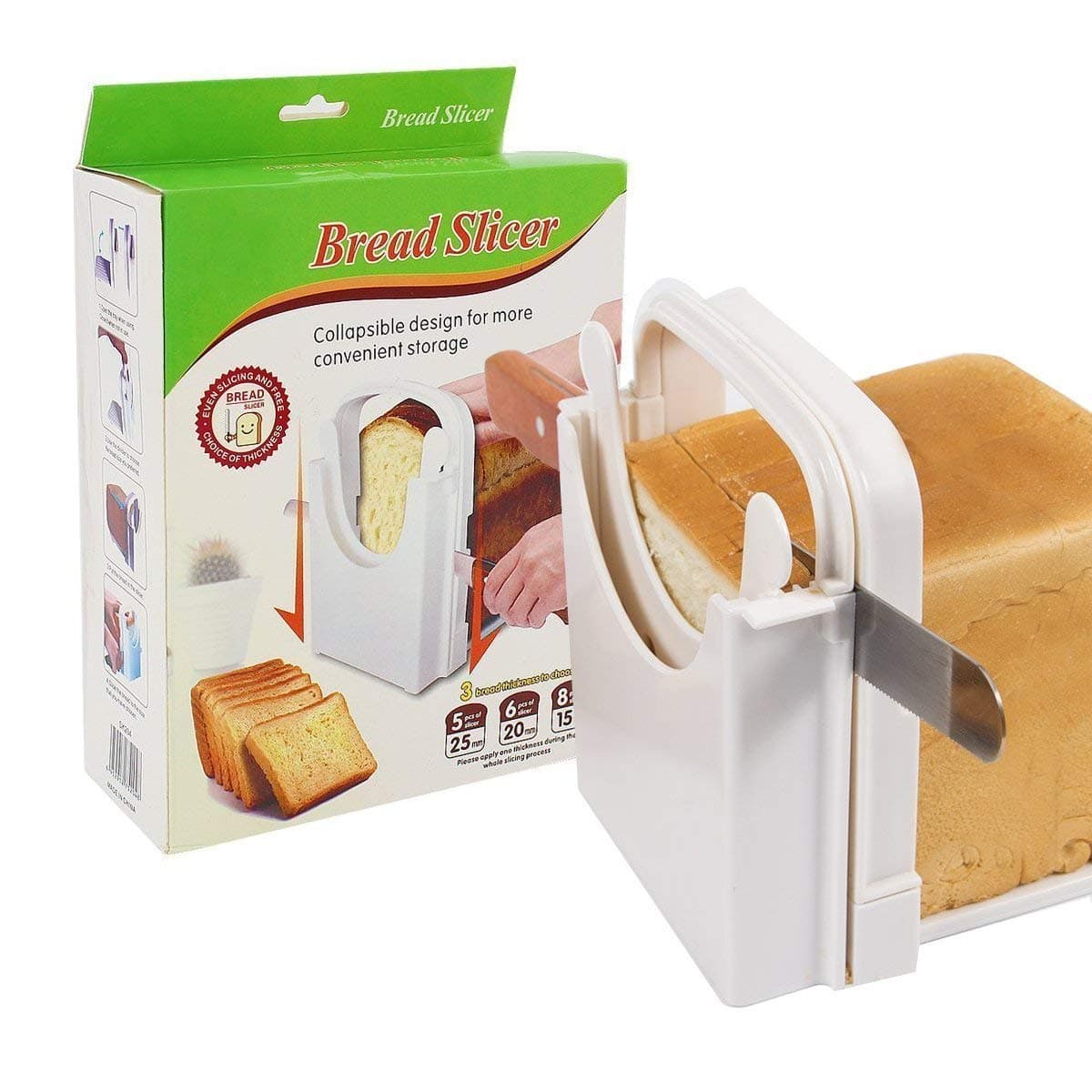 Bread Slicer Adjustable Bread/Roast/loaf Slicer Cutter, Bread Cutting Toast Bagel Loaf Slicer Cutter Mold Sandwich Maker Toast Slicing Machine Folding and Adjustable Handed Bread Machine Bread Maker
