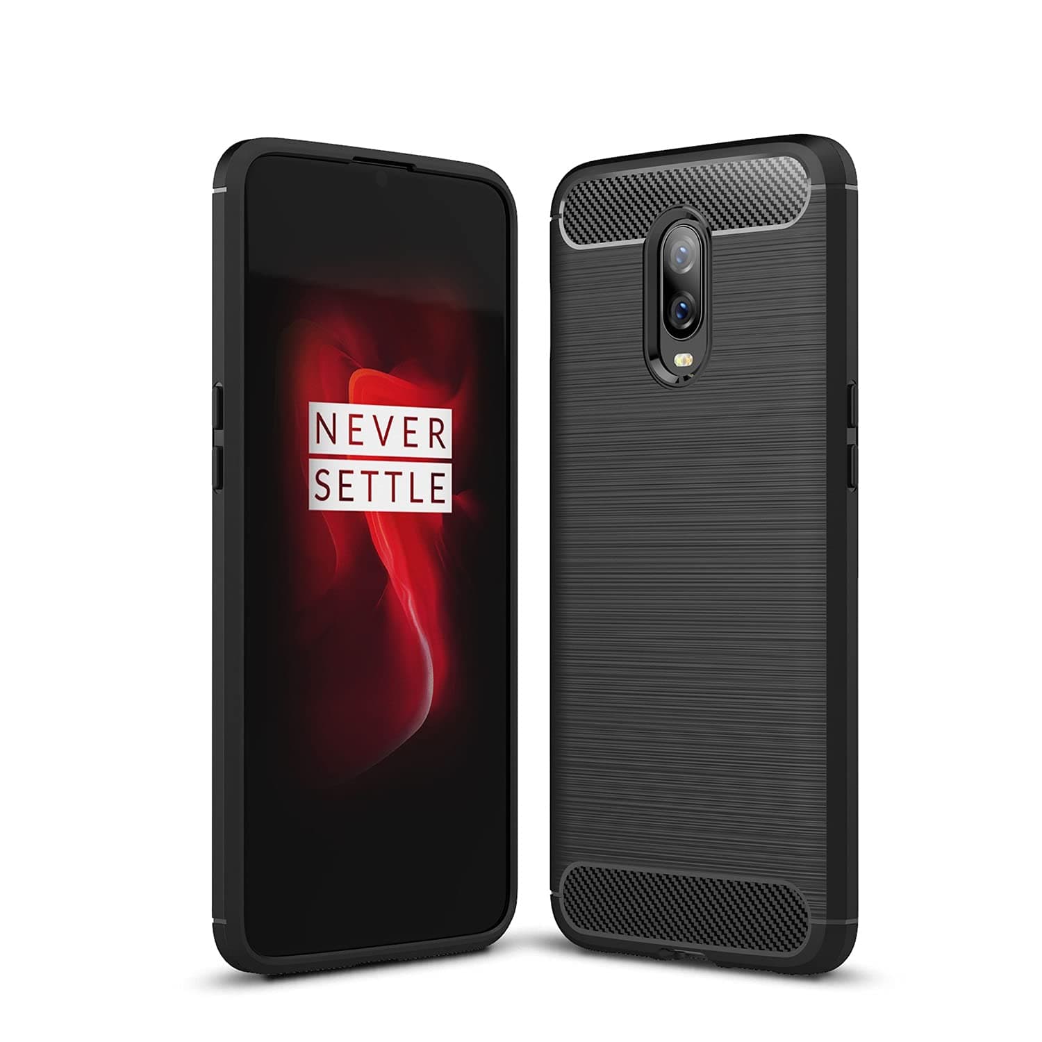 Case for Oneplus 6T Case, Carbon Fiber Shock Absorption Slim Case for Oneplus 6T (Black)