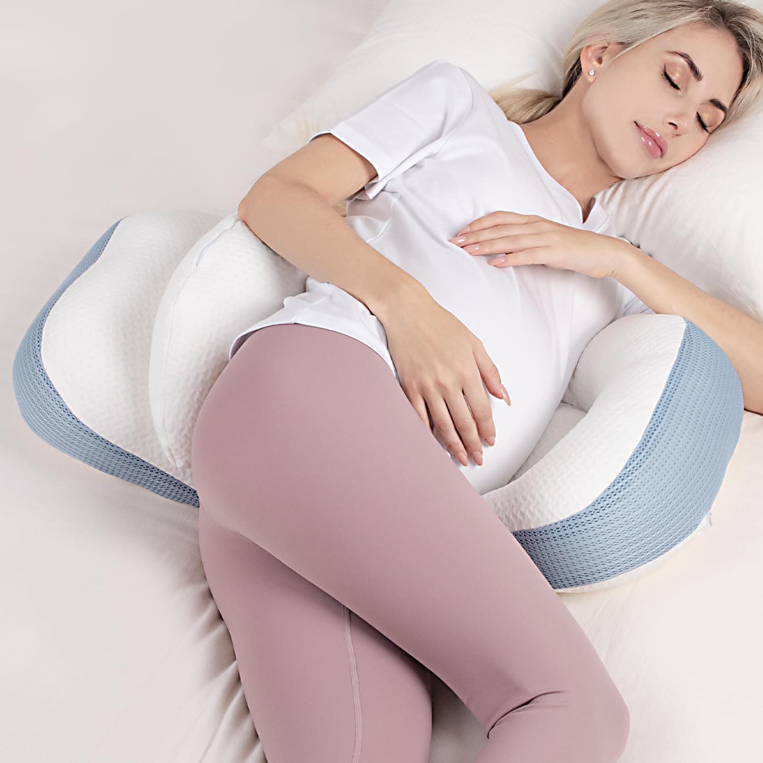 Chilling Home Pregnancy Pillow, Maternity Pillow for Pregnant Women, Pregnancy Pillows for Sleeping Portable, Pregnancy Wedge Pillow, Body Pillow Support for Back, Belly, Waist, Blue