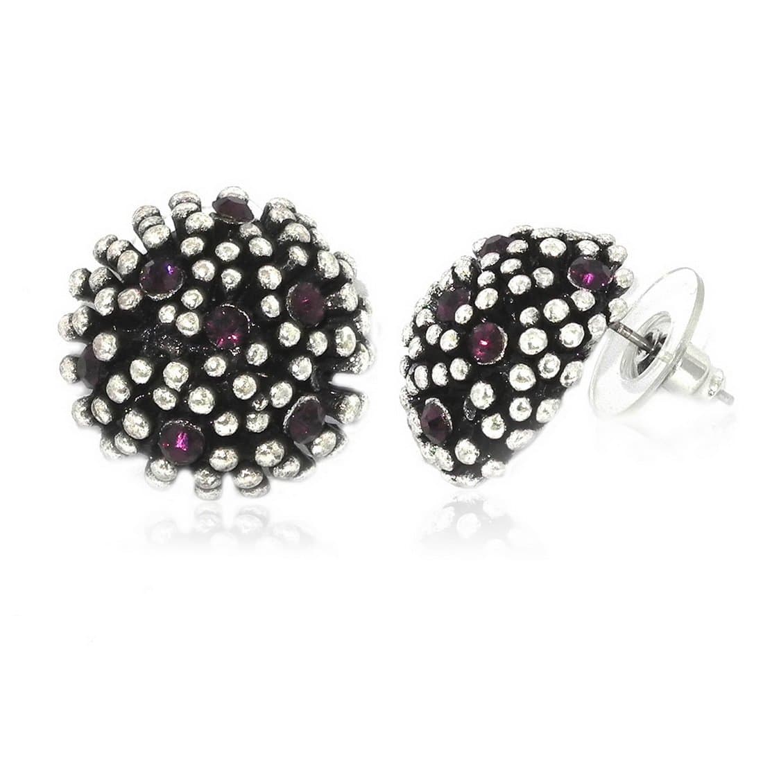 Ladies Silver Amethyst Charm Stud Earrings Jewellery