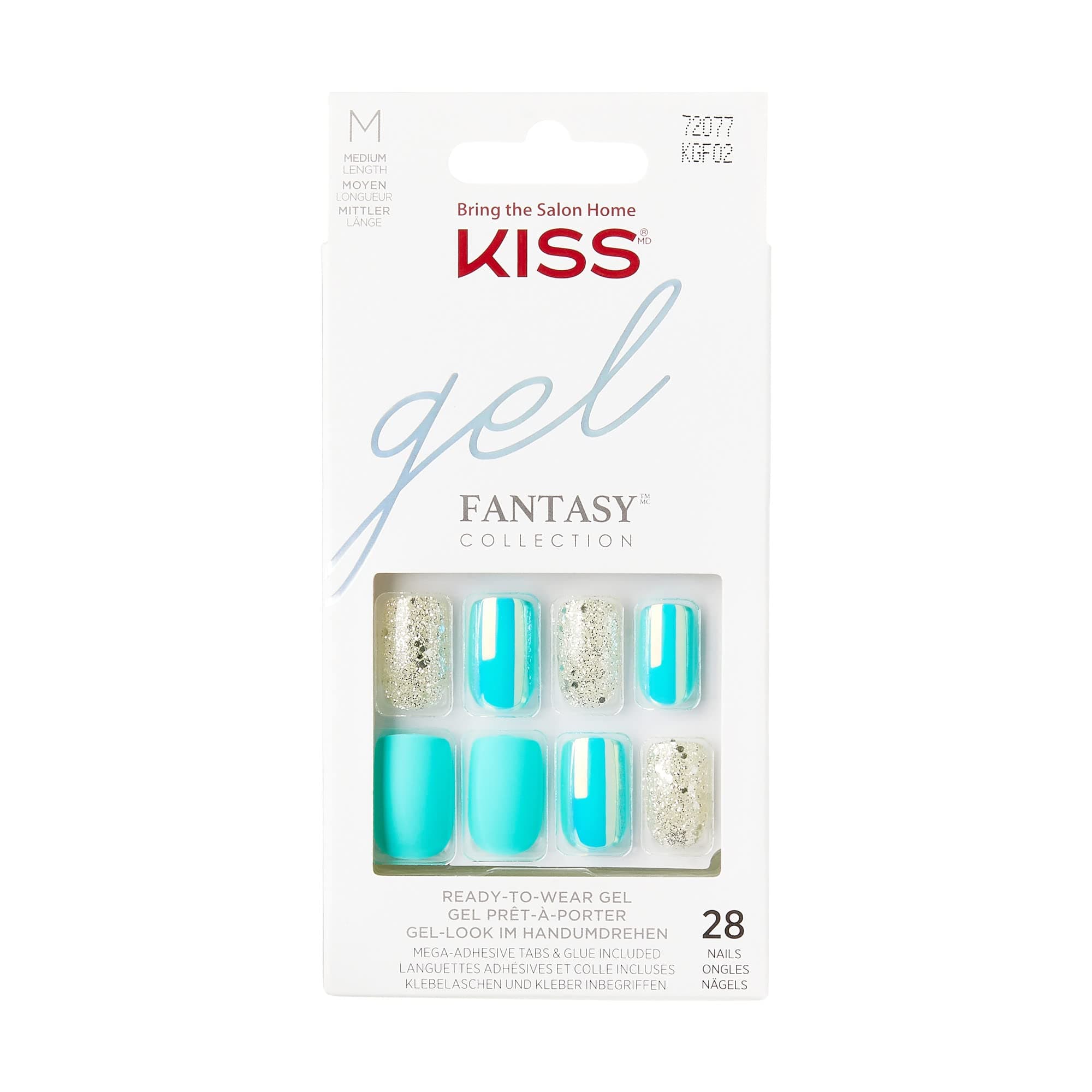 Glam Fantasy Collection, Trampoline, Special FX Gel Nails, Includes 28 False Nails, Nail Glue, Nail File, and Manicure Stick