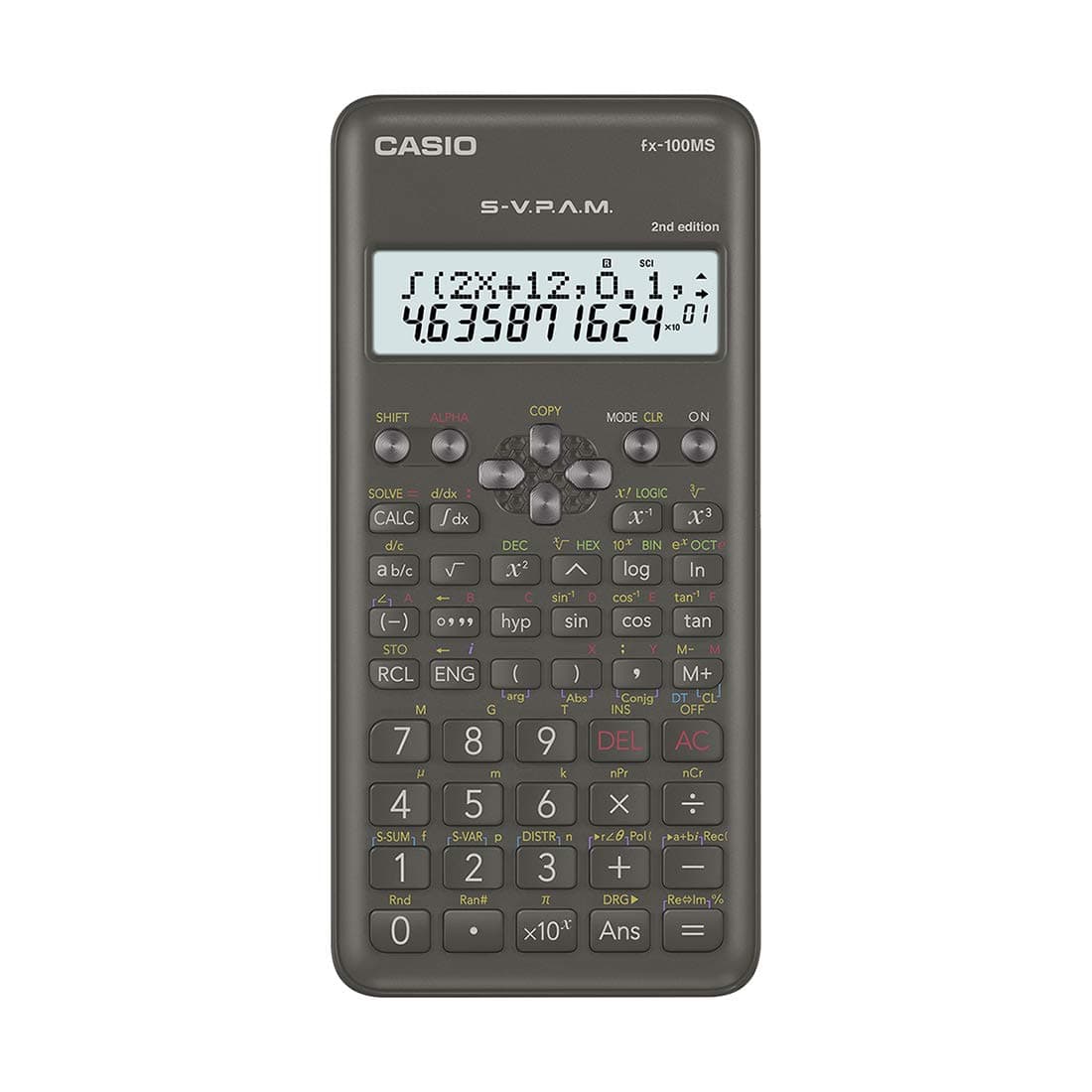 FX-100MS 2nd Gen Non-Programmable Scientific Calculator, 300 Functions and 2-line Display, Black