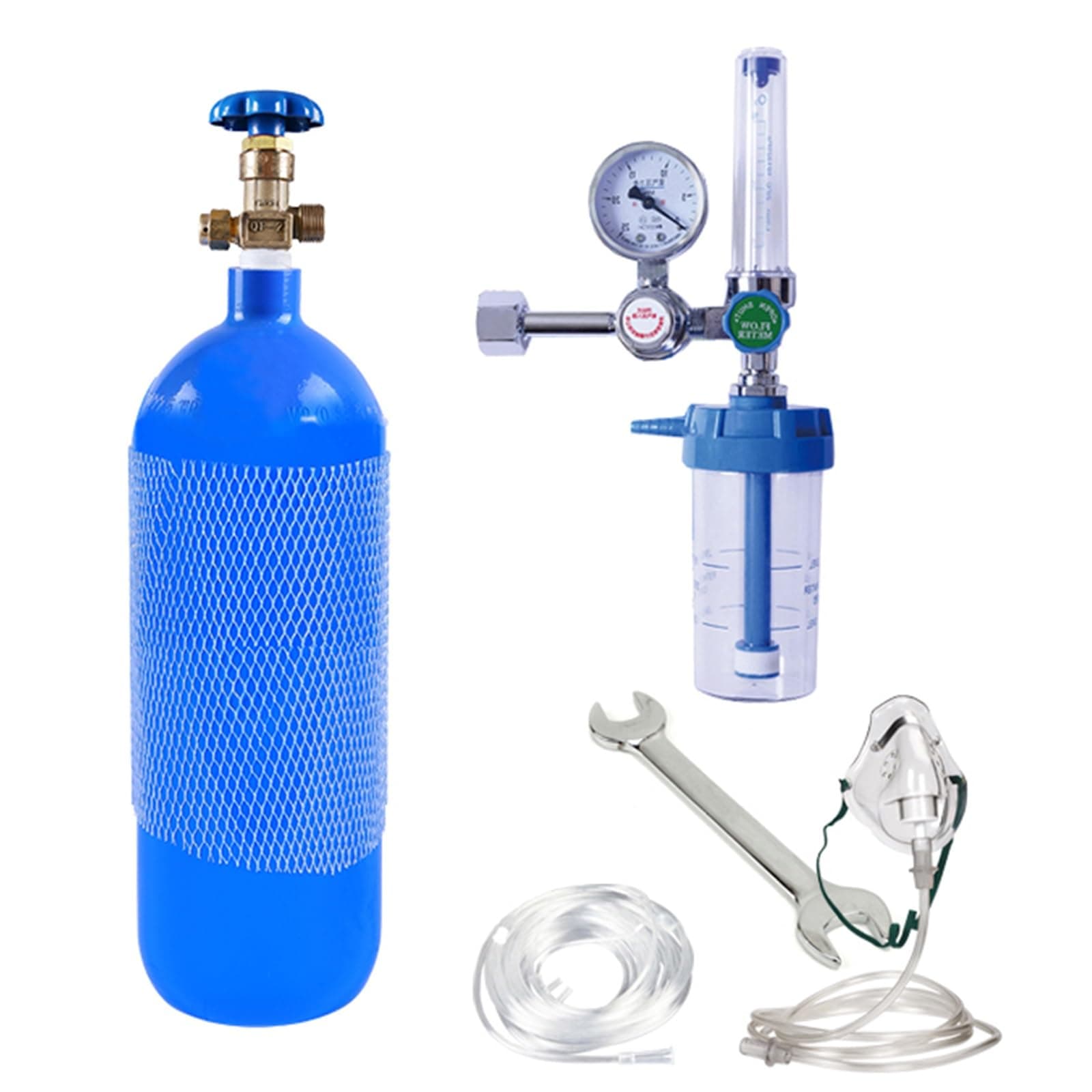 Small Oxygen Tank Complete Set, 240 Liter Medical Portable Oxygen Cylinder Canister with Mask & Snorkel for Travel/Home/Hospital, Respiratory Support Oxygen Containers Cans for Breathing