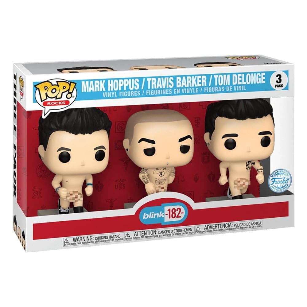 FUNKO POP Rocks Mark Hoppas, Travis Barker & Tom Delonge, 3 Pack Vinyl Figures BLINK 182 Exclusive HT EXPO 2022