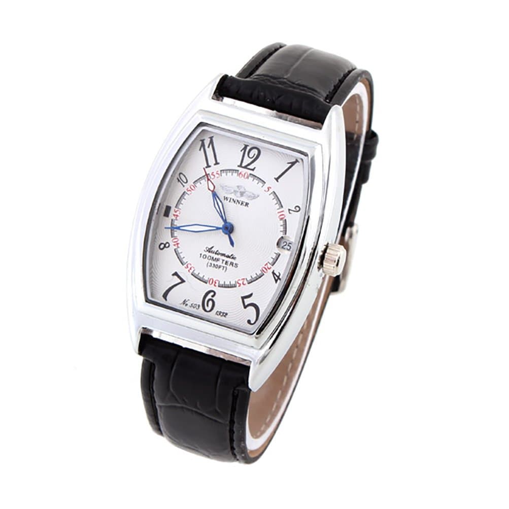 GuTe Classic Tonneau Mechanical Wristwatch Unisex Automatic Luminous Hands Date