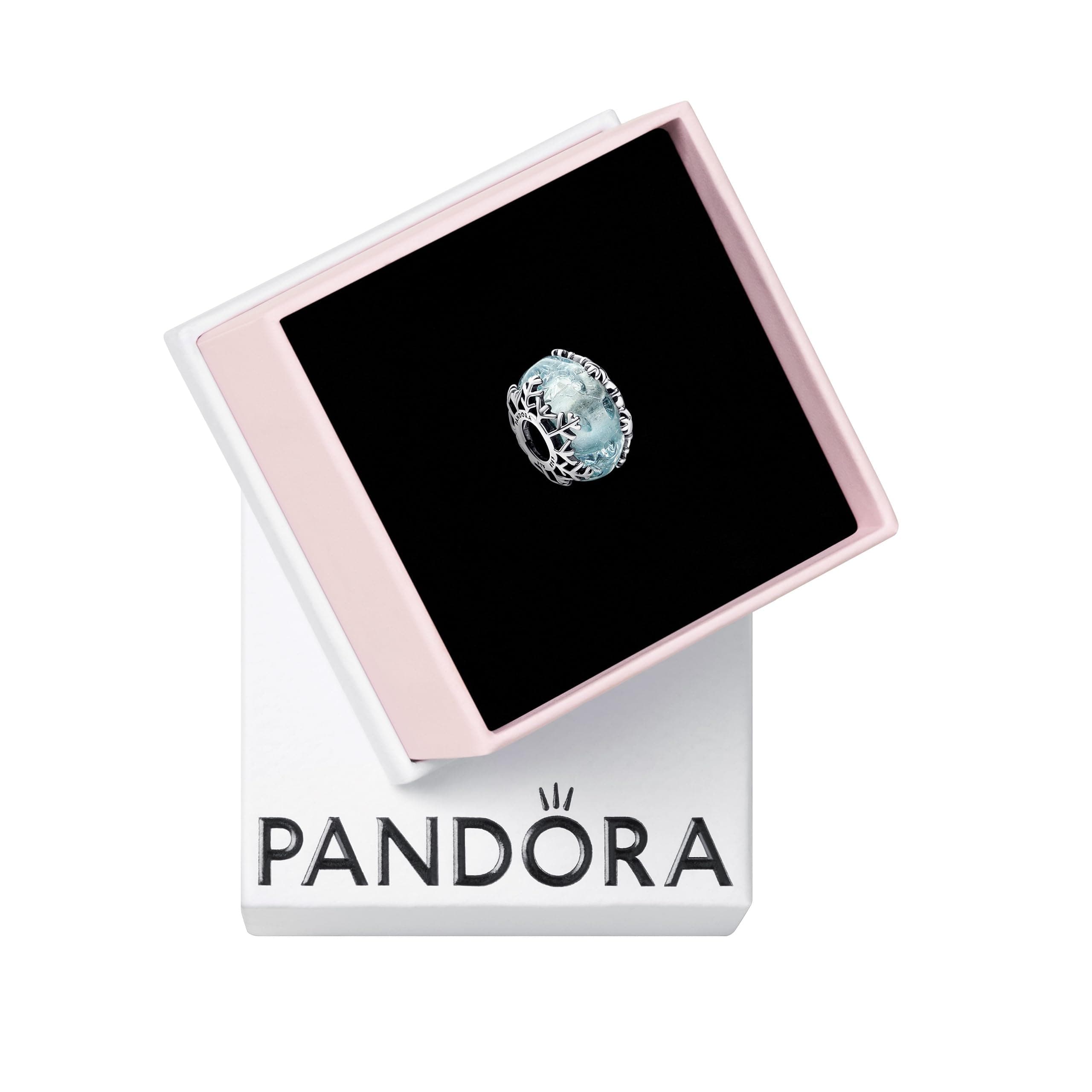 Winter Blue Snowflake Murano Charm