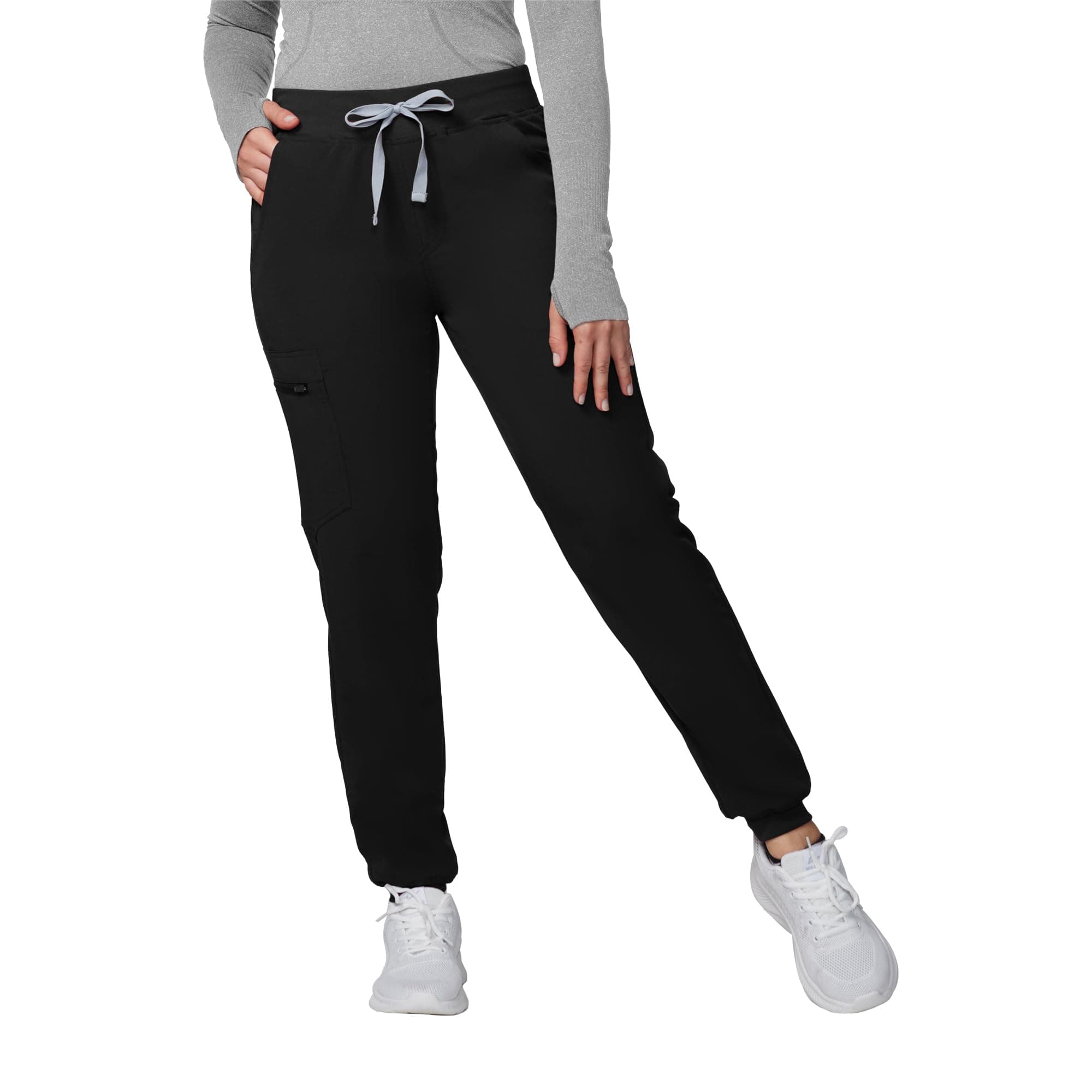 Kitmaz Medical Scrub Pants for Women - Mid Rise 4-Way Stretch Anti-Wrinkle Slim Fit Jogger Pants, Drawstring & 5 Pockets