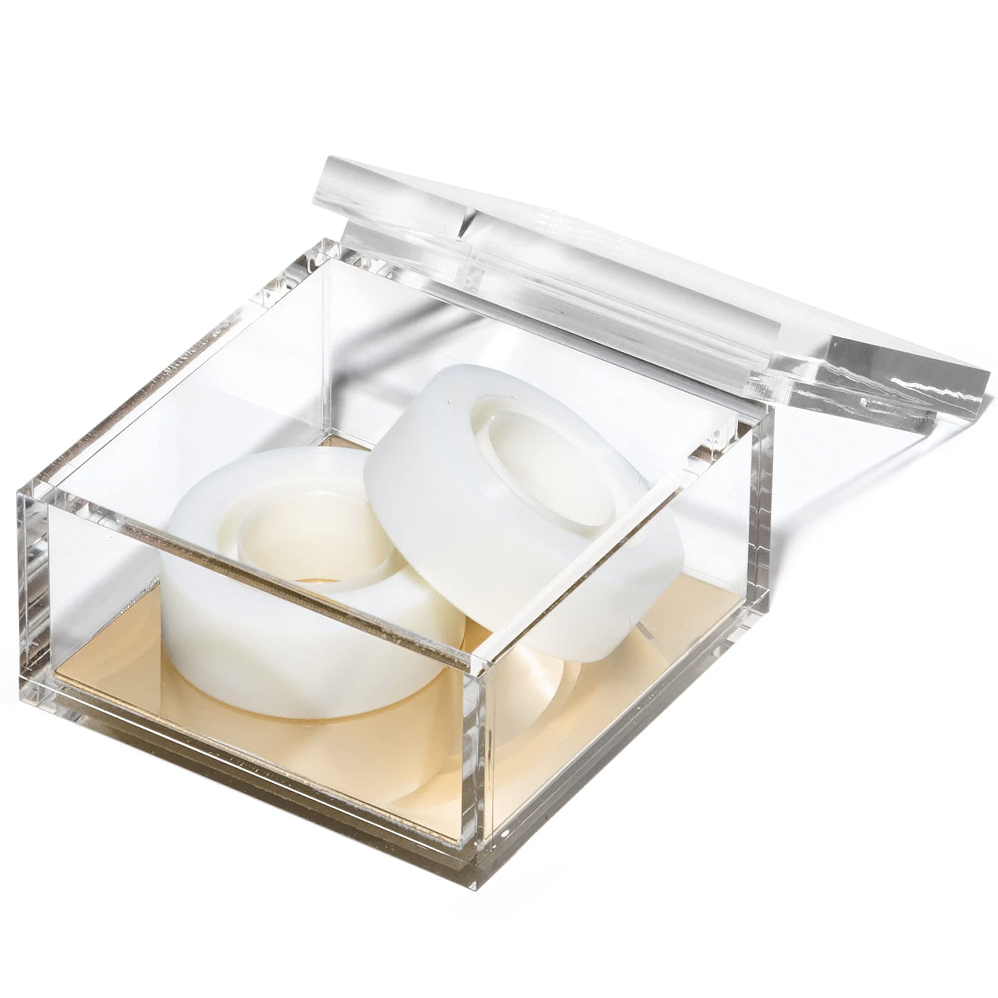 OfficeGoodsAcrylic Desk Organizer w/Gold Base – Functional & Elegant Odds & Ends Box for Display or Storage – Perfect for Home or Office, Kitchen, Bathroom Vanity, Curio Display - Medium