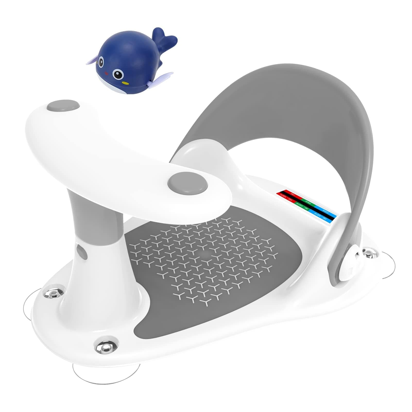 Infant Bath Seat with Thermometer, Suction Cups, Toys - Toddler Bath Chair for Babies 6 Months & Up