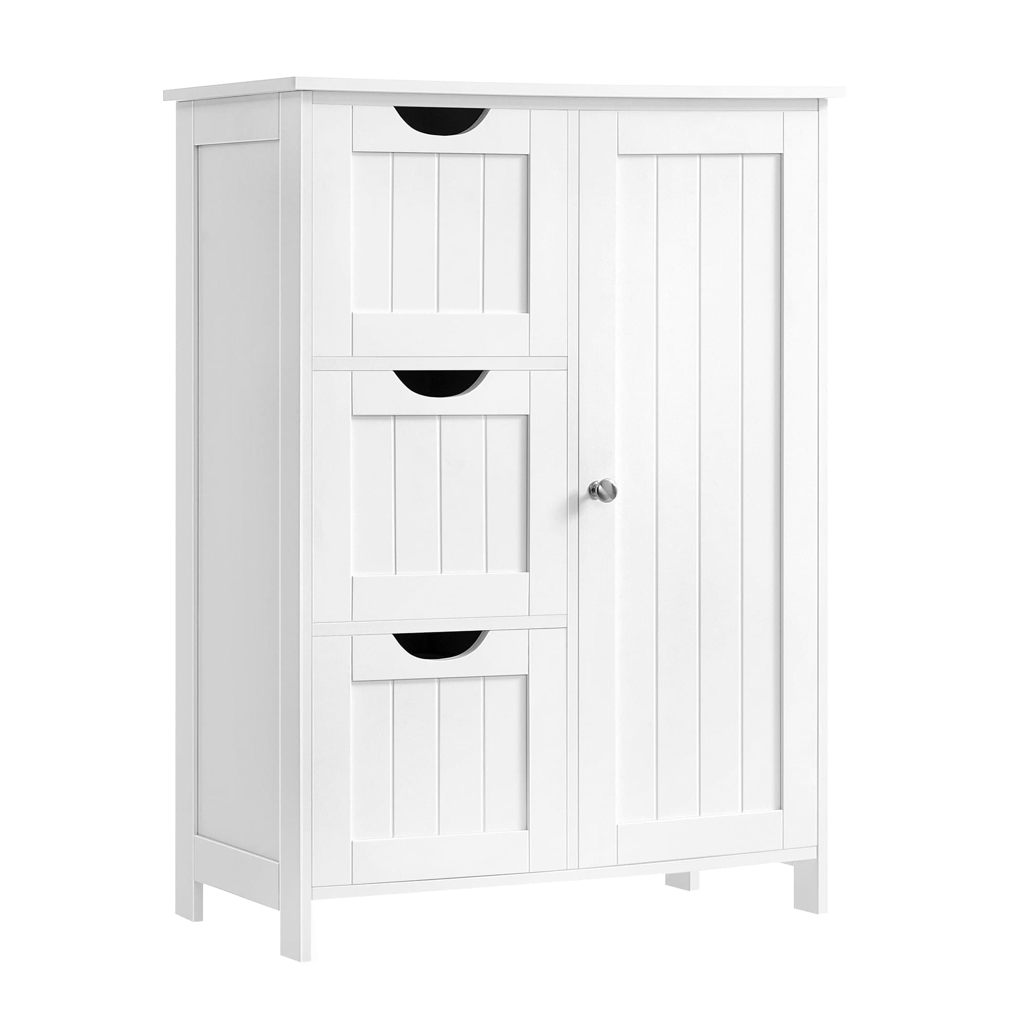 VASAGLE Bathroom Floor Storage Cabinet, Bathroom Storage Unit with 3 Drawers, 1 Adjustable Shelf, Bathroom Cabinet Freestanding, 11.8 x 23.6 x 31.5 Inches, White UBBC49WT