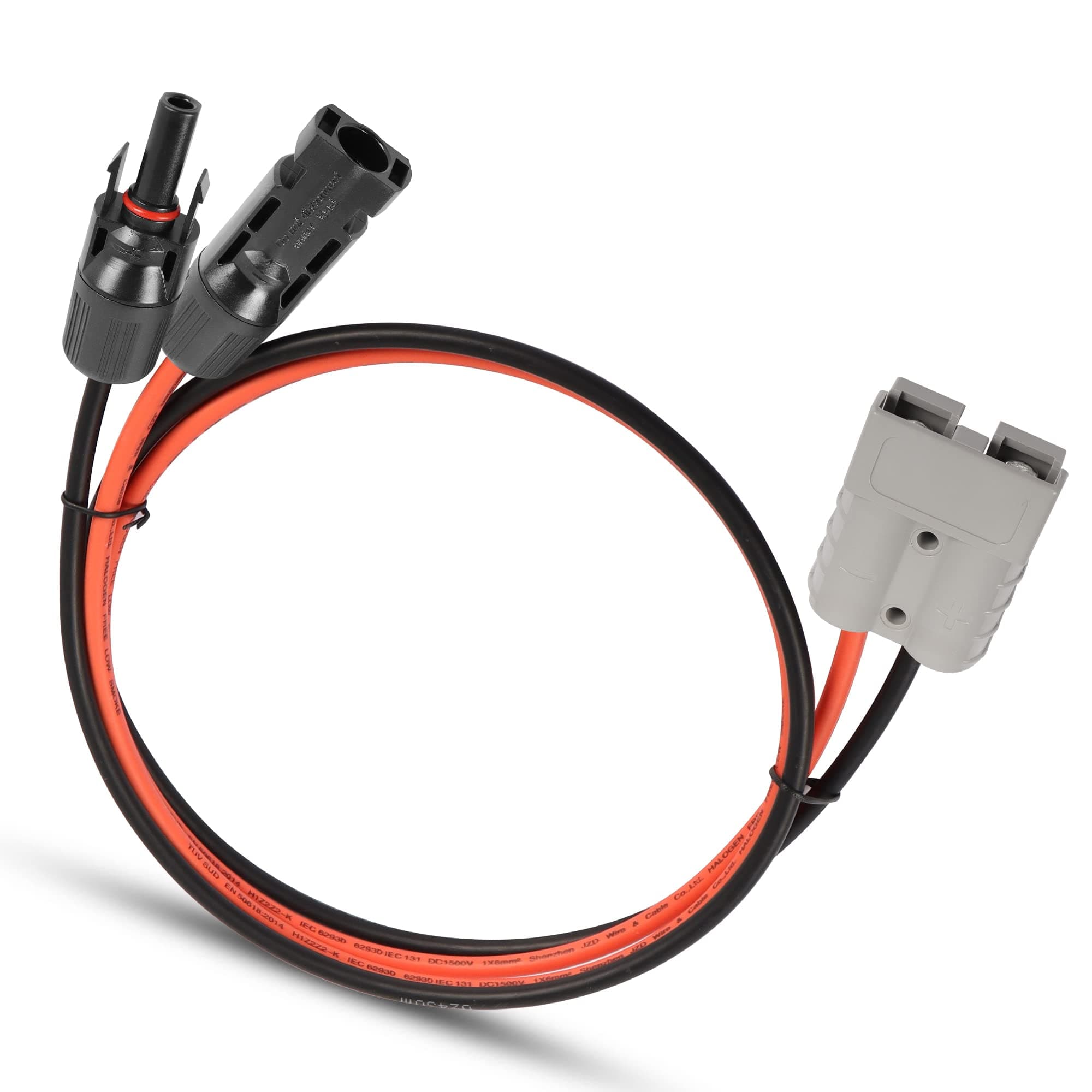 YAODHAOD 6mm² Solar Panel Cable 3.2Foot Solar Connector to 50A Adapter,TUV Certified Photovoltaic Cable with Ads 50A Connector, Goal Zero Yeti, Portable Solar Generator Power Station