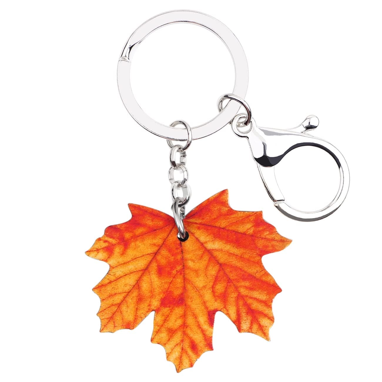 WEVENIAcrylic Autumn Maple Leaf Keychains Keyrings Fall Plant Accessories for Women Girls Bag Car Purse Charms