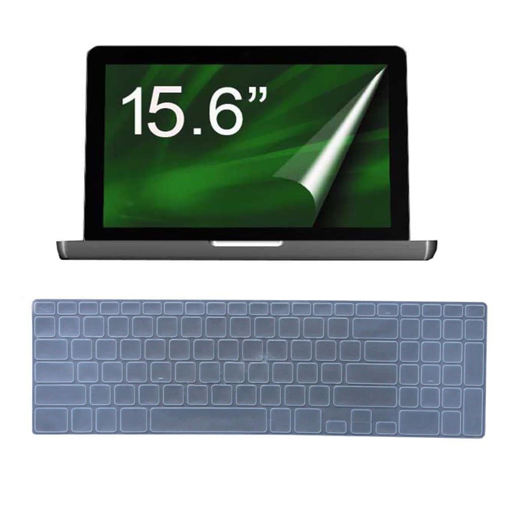 (2 Pack) - 15.6'' Anti-glare / Anti-reflection Laptop Notebook Screen Protector Guard Film Cover Skin (345mm x 194mm) 16:9 & Backlit Silicone Laptop Keyboard Cover Skin Protector Us Layout (Color: Clear) for Dell Inspiron N5110 M5110 M511R 15R 1564 i1564 M501R IM501R N5010 M5010 15.6-inch