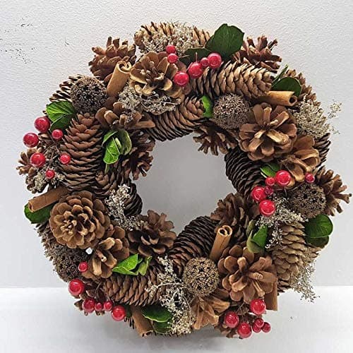 Rustic Christmas Hanging Door Wreath Natural Pine Cones and Berries Xmas Home Decor Festive Decor