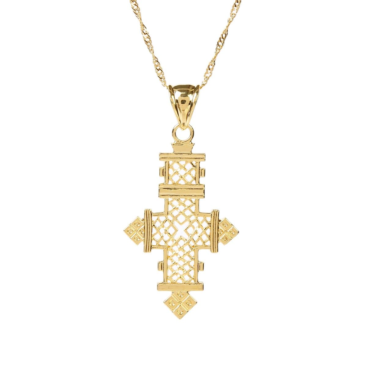BR Gold JewelryPlated Filled Ethiopian Cross Pendant Necklaces Chain