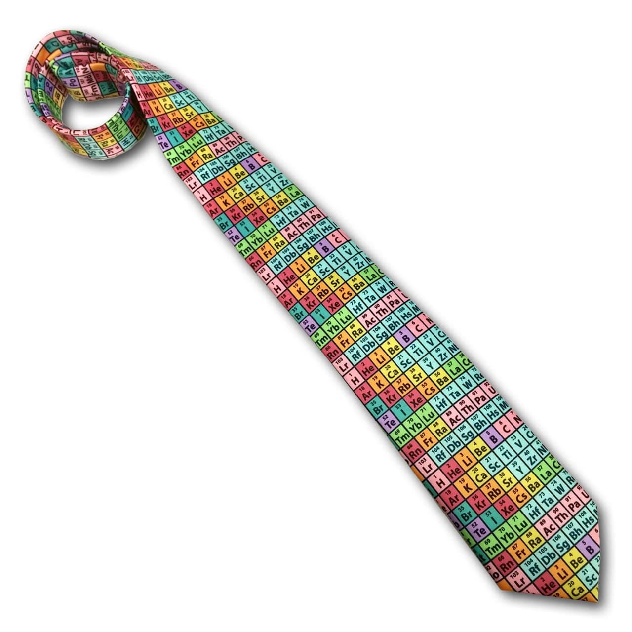 Periodic Table of Elements Chemistry Necktie, Rainbow Microfiber