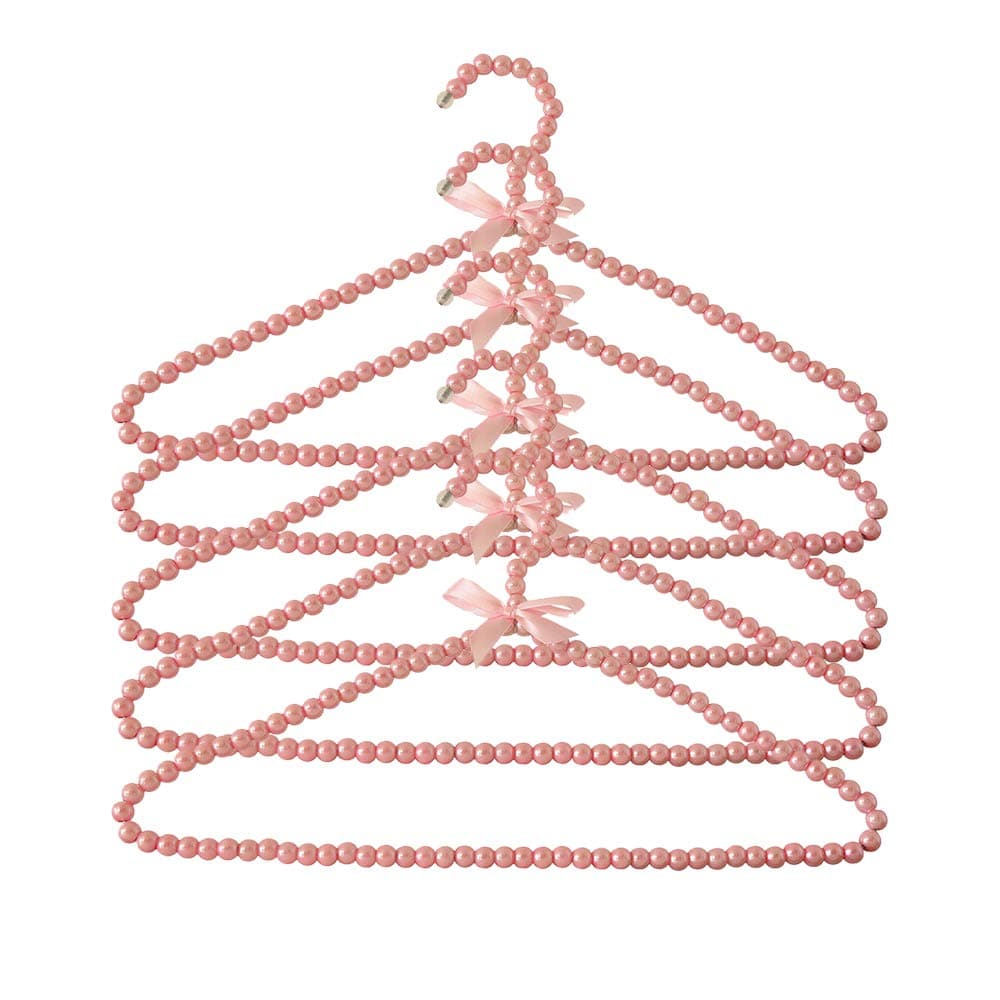 Vastra Pink Pearl Beads Clothes Hangers for Kids/Adults(Set of 5 Pcs)