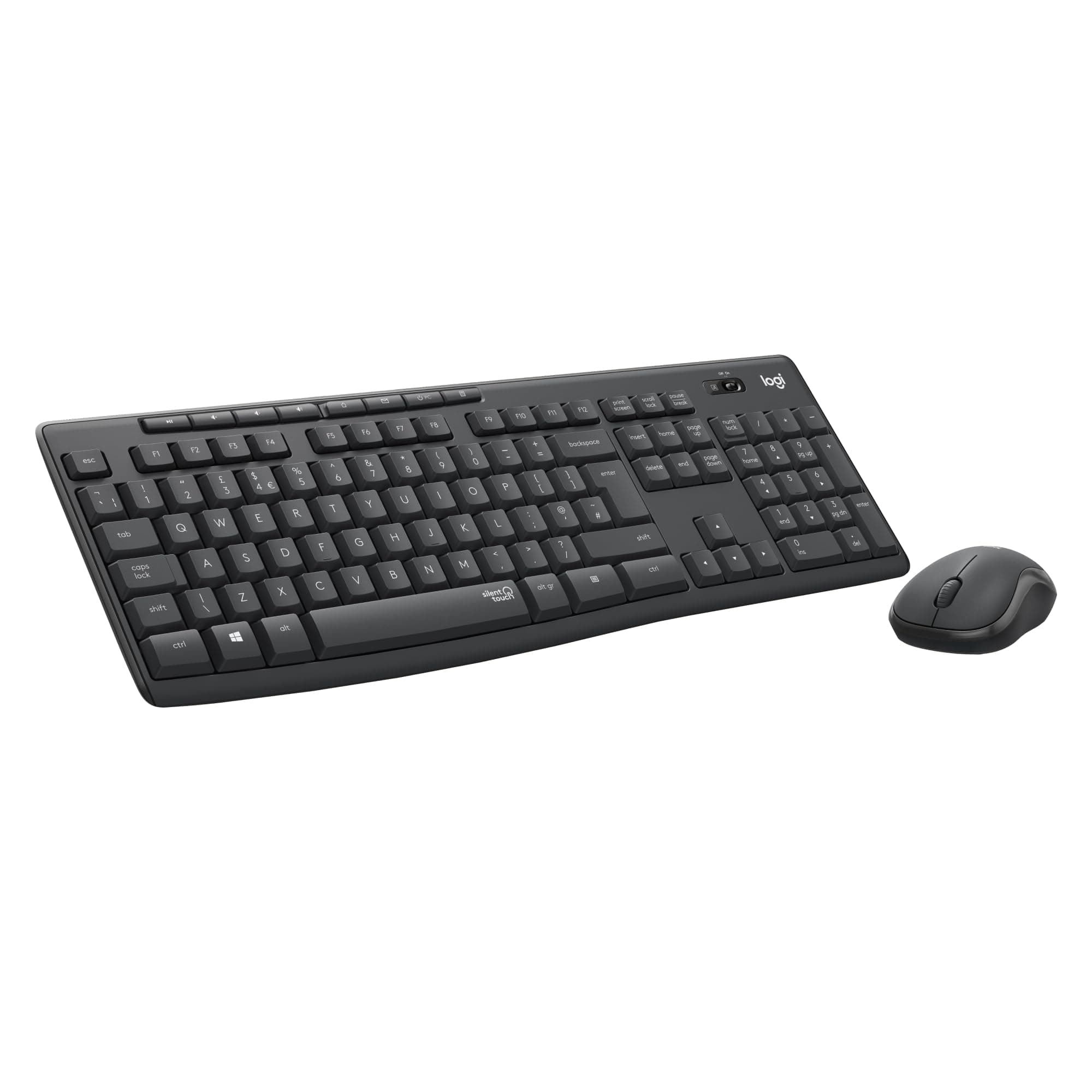 MK295 Silent Wireless Mouse & Keyboard Combo with SilentTouch Technology, Full Numpad, Advanced Optical Tracking, Lag-Free Wireless, 90% Less Noise, QWERTY UK English Layout - Black