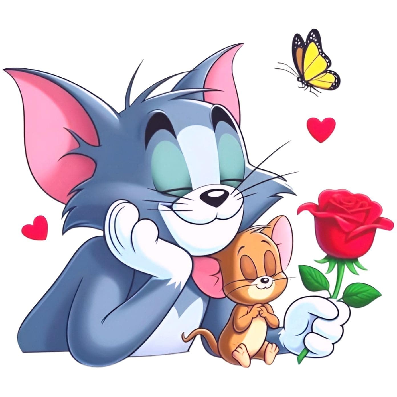 Love Blooms as Tom and Jerry Cherish Their Bond, Tom & Jerry Cartoon Wall Stickers for Kids Room,Hall,Bedroom, Stickers for Walls of Home, Multicolor,57 cm x 50 cm, Pack of 1