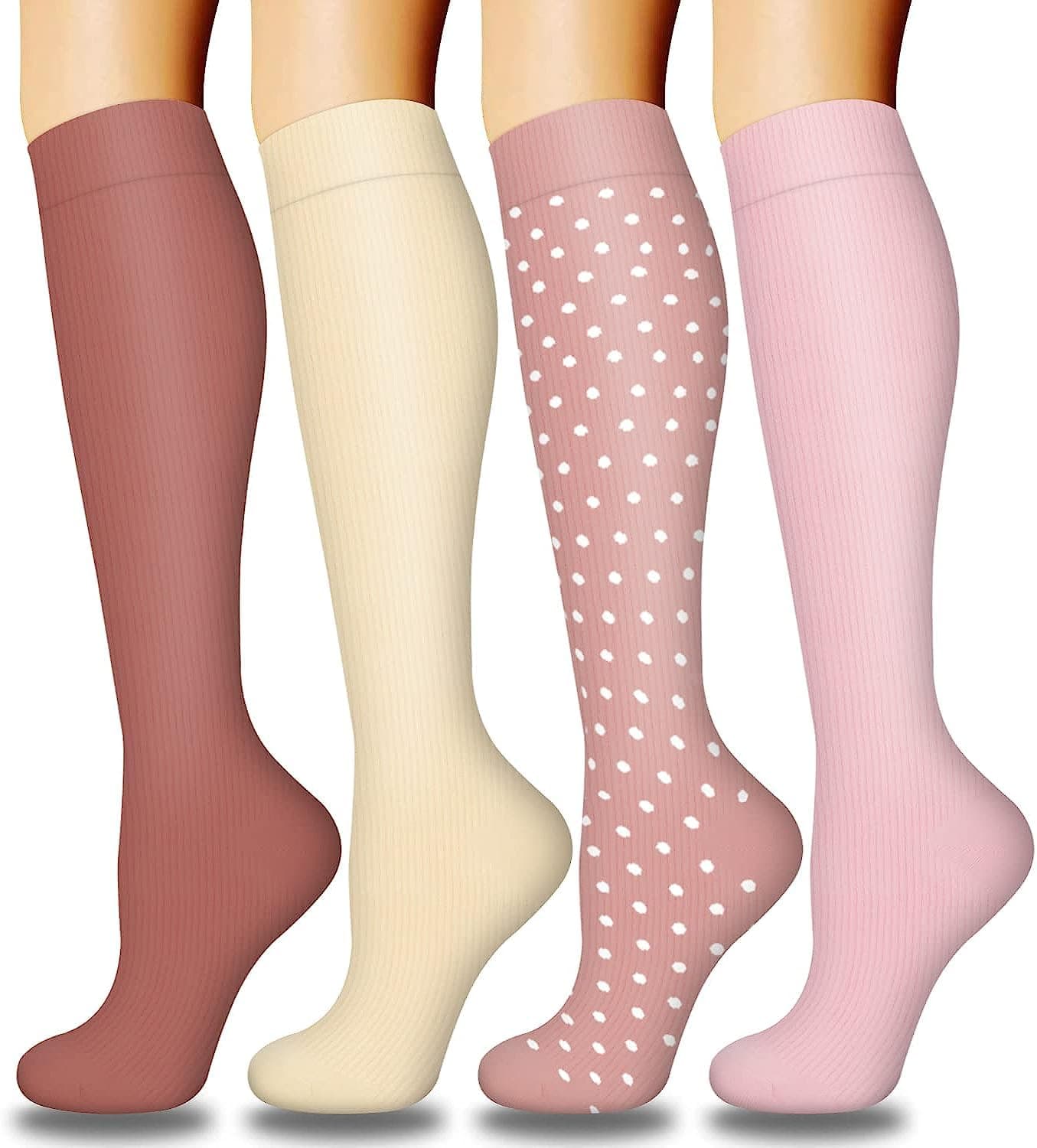 4 Pairs Compression Socks For Women&Men Circulation Best Support for Athletic Running Cycling Travel