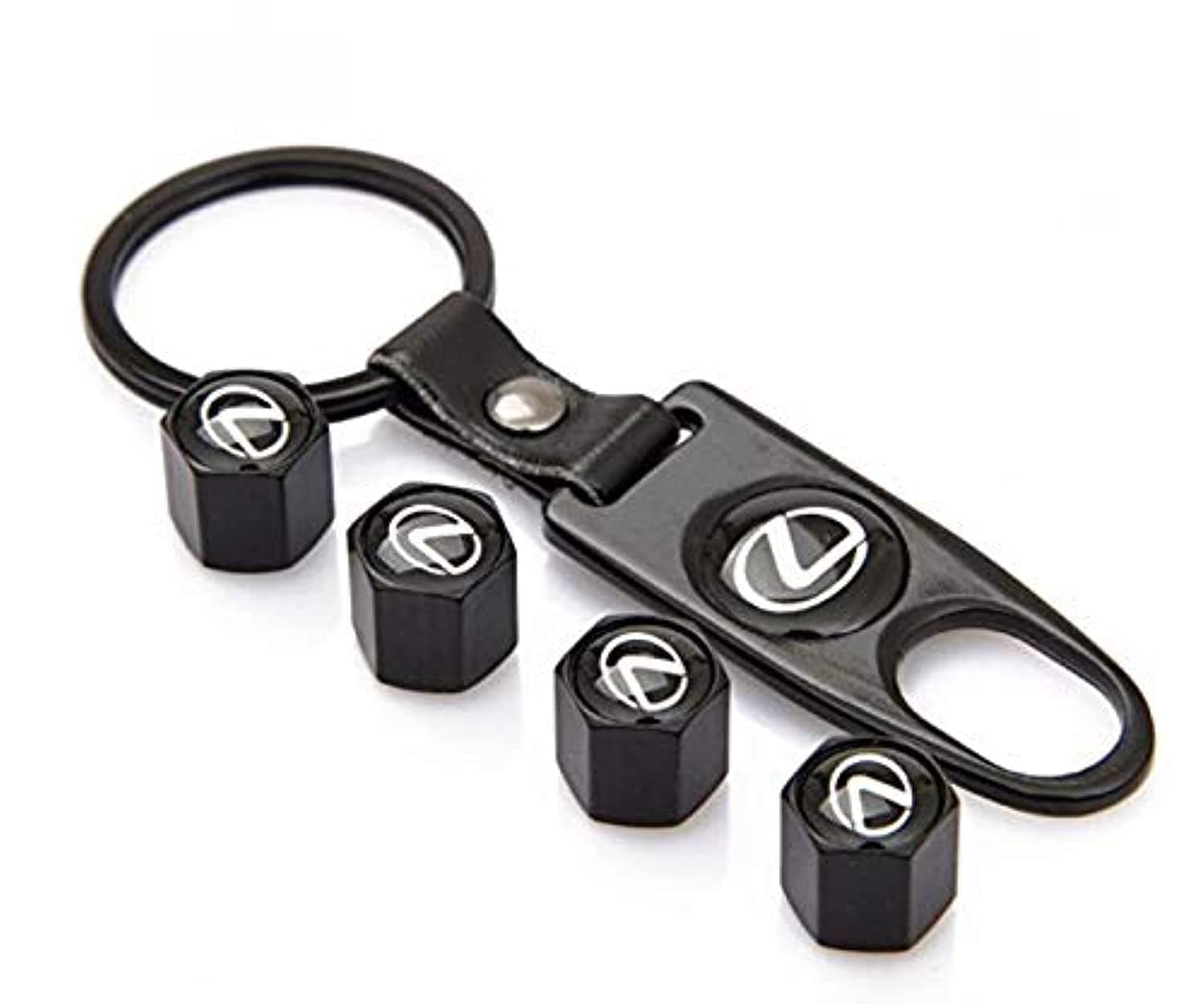 Black Car Wheel Tyre Stem Air Caps Keychain Styling for LeXUS