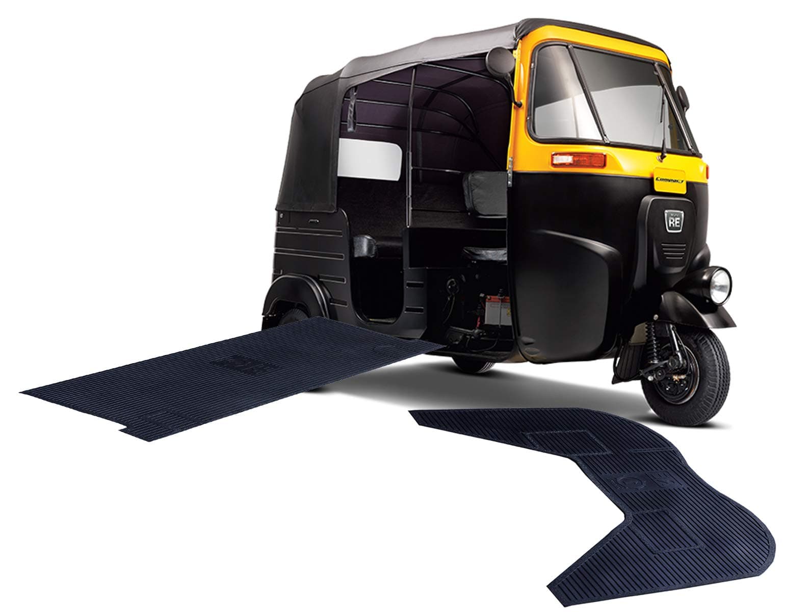 Bajaj Rubber Foot mat Set for Passenger Car Compact Auto Rickshaw | Passenger Car | (Black)