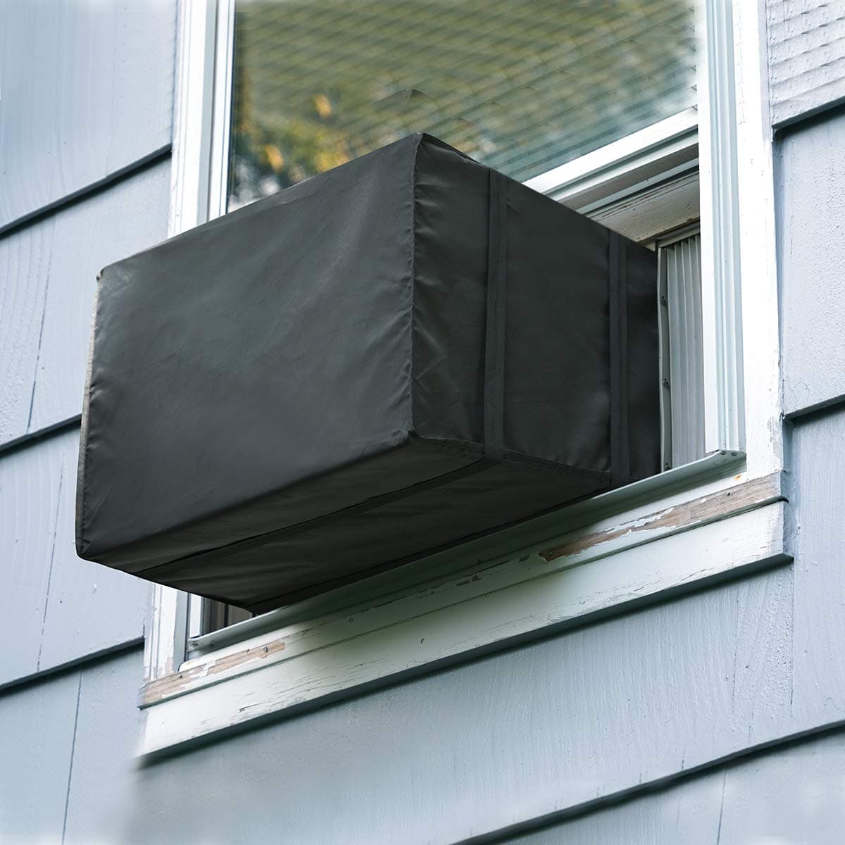 Window Air Conditioner Cover Outdoor, Luxiv Outside Window AC Unit Cover Black Dust-proof Waterproof Outdoor AC Protection Insulation Defender (21Wx16Dx15H)