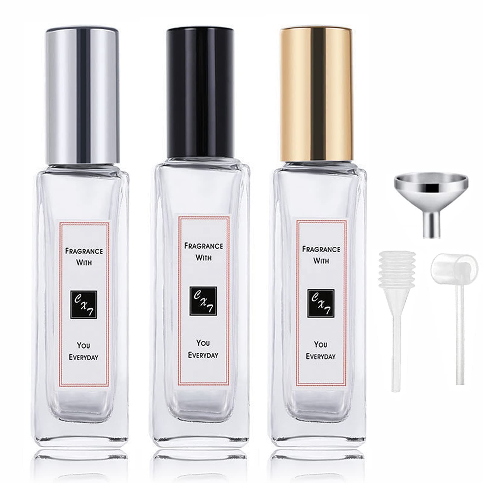 Perfume Atomiser Refillable, Travel Perfume Atomiser Bottle Mini Small Empty Spray Bottles Portable Glass Travel Perfume Pods Container For Perfume Travel Holiday (3 x 10 ML)