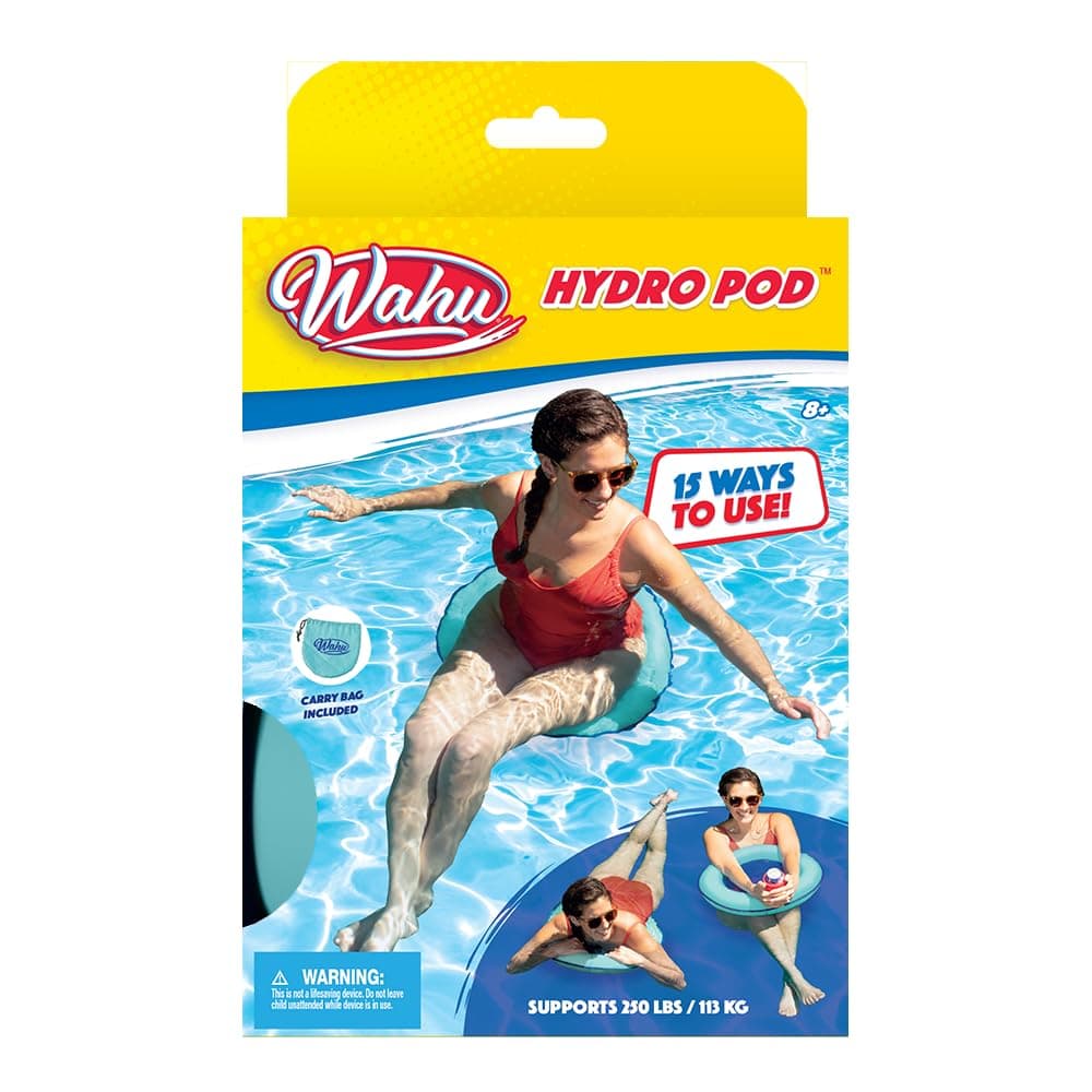 Wahu Hydro Pod Versatile Pool Float with Carrying Bag, 21" Round Portable Pool Float for Adults and Kids Ages 8+, Blue/Light Blue